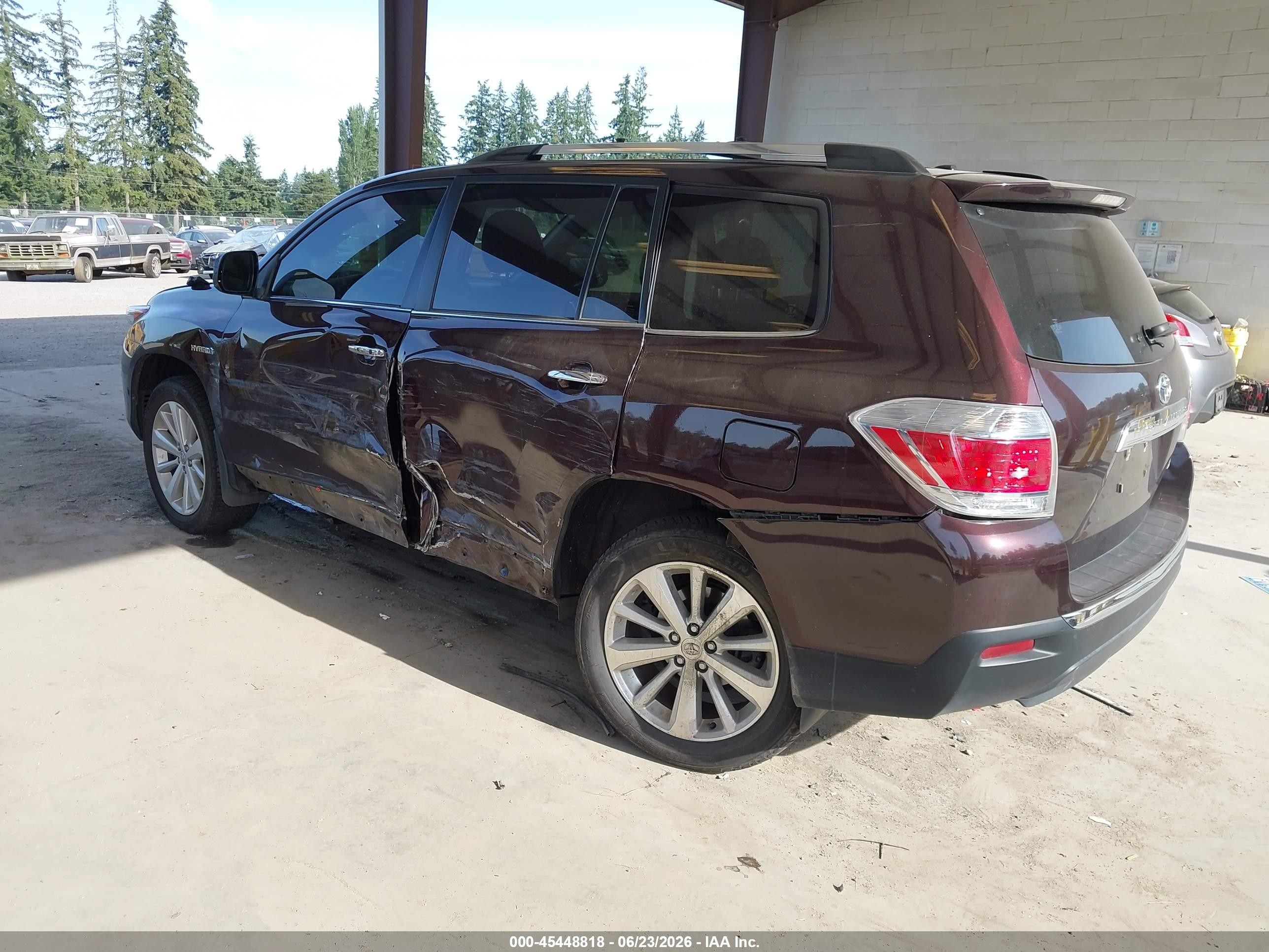 2013 Toyota Highlander Hybrid Limited V6 Бордовый vin: JTEDC3EH6D2015777
