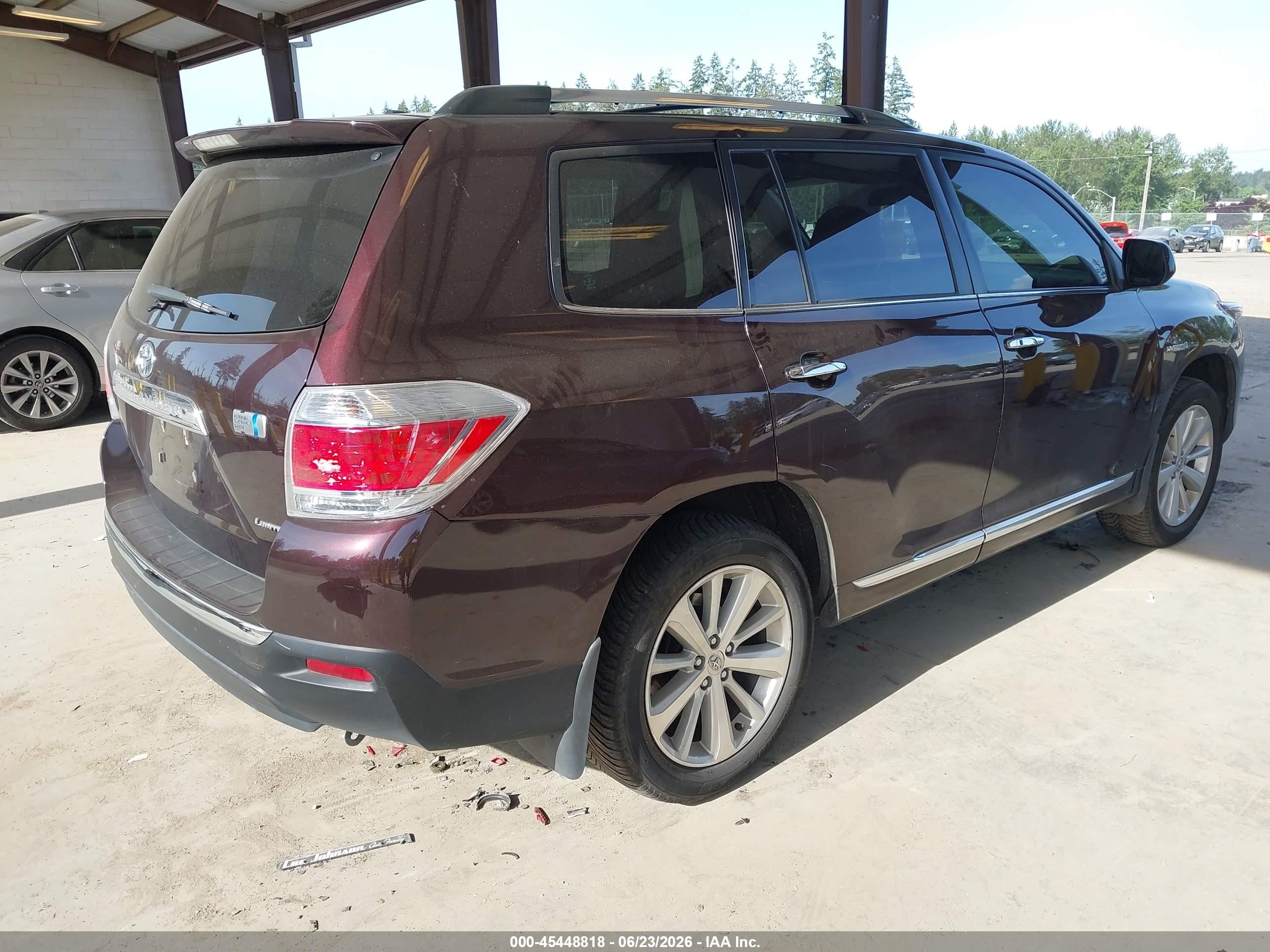 2013 Toyota Highlander Hybrid Limited V6 Бордовый vin: JTEDC3EH6D2015777
