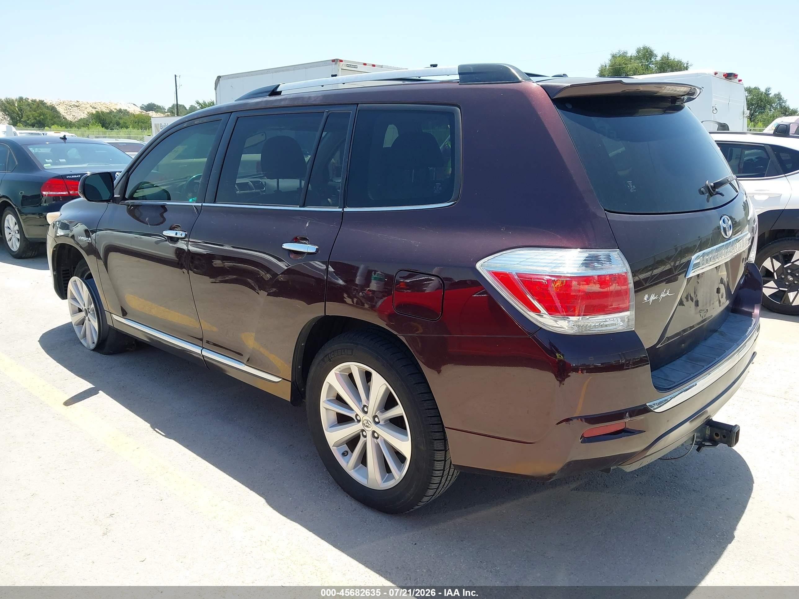 2012 Toyota Highlander Hybrid Limited V6 Burgundy vin: JTEDC3EH8C2009154