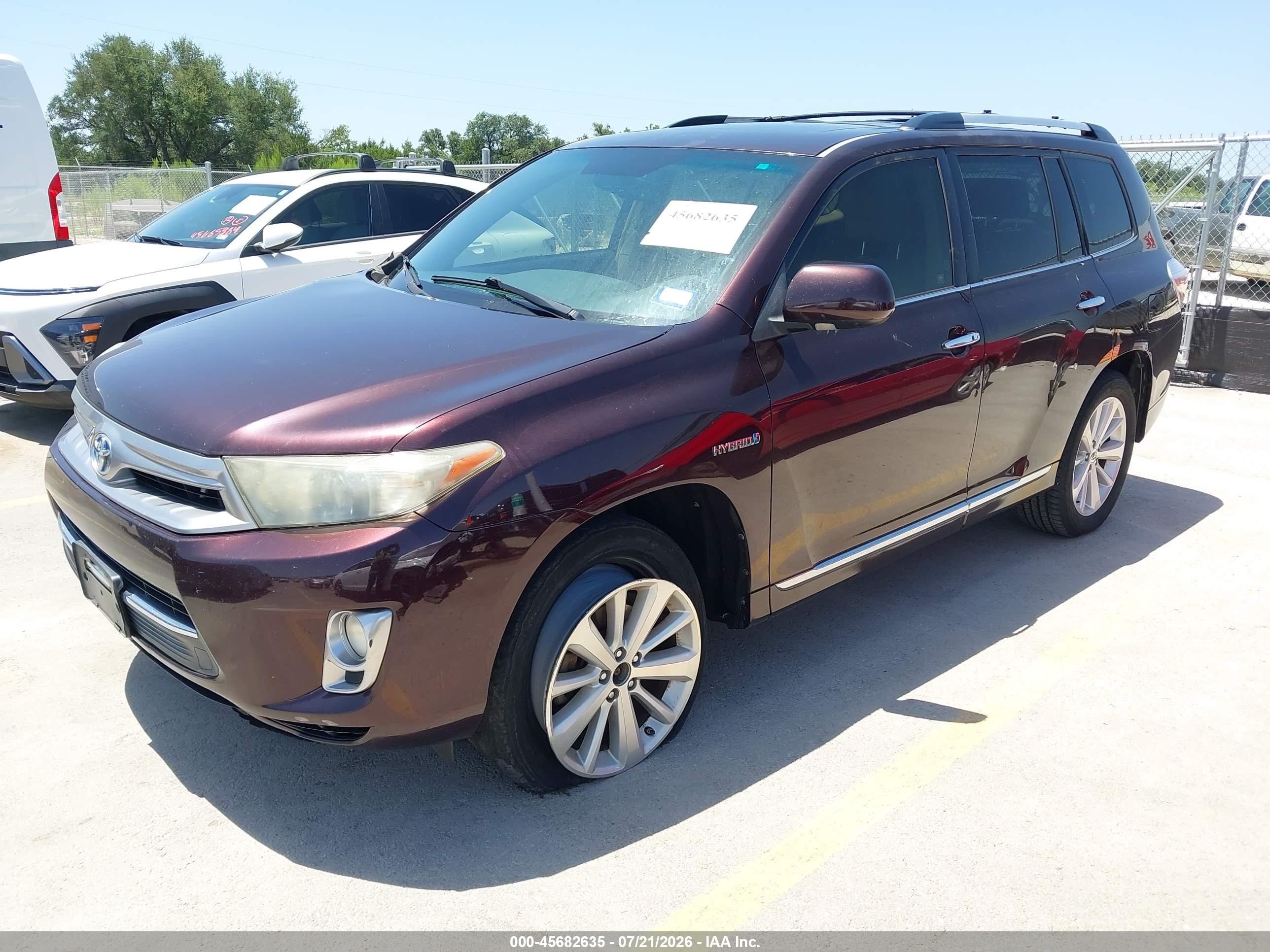 2012 Toyota Highlander Hybrid Limited V6 Burgundy vin: JTEDC3EH8C2009154