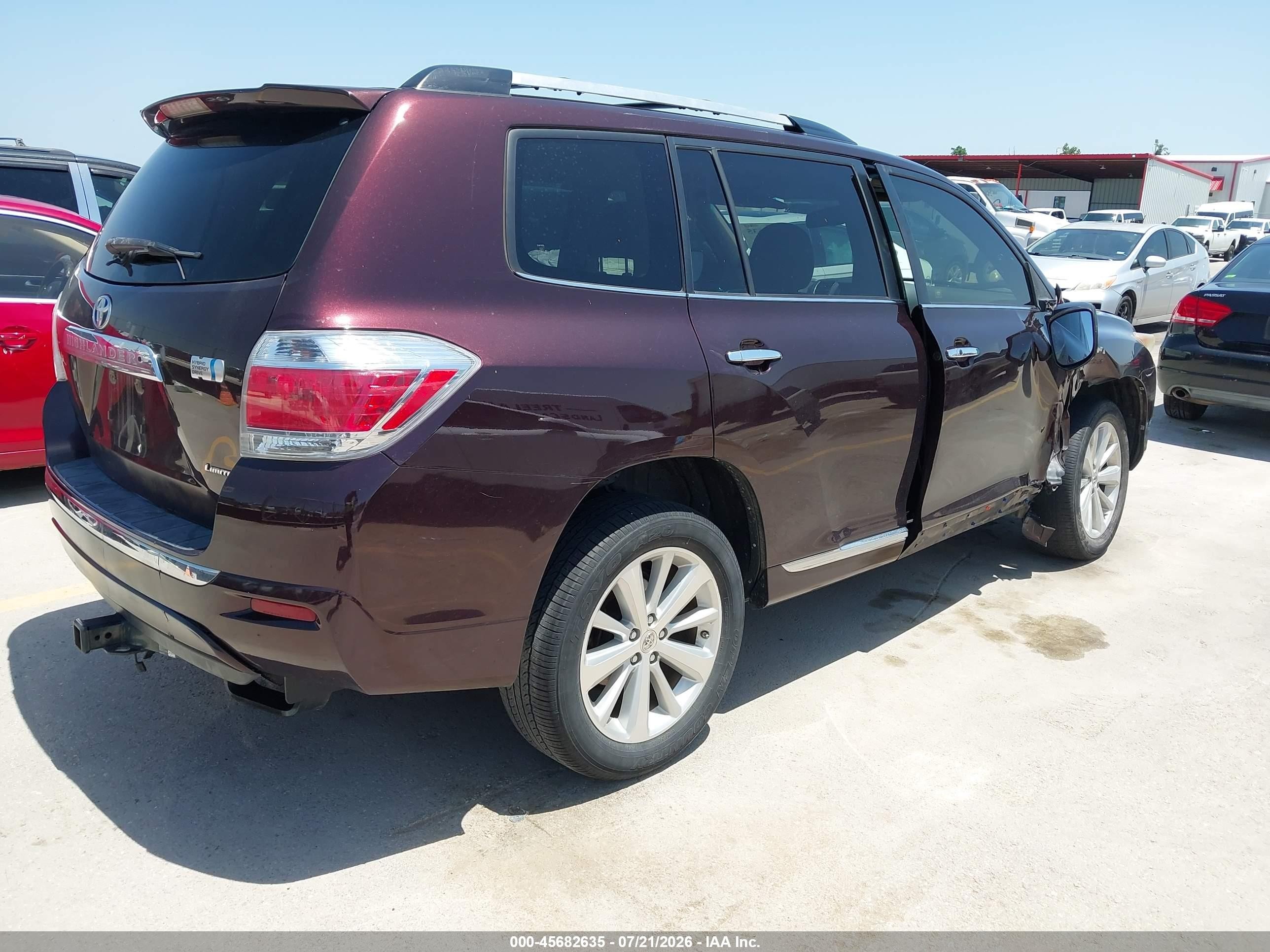 2012 Toyota Highlander Hybrid Limited V6 Burgundy vin: JTEDC3EH8C2009154