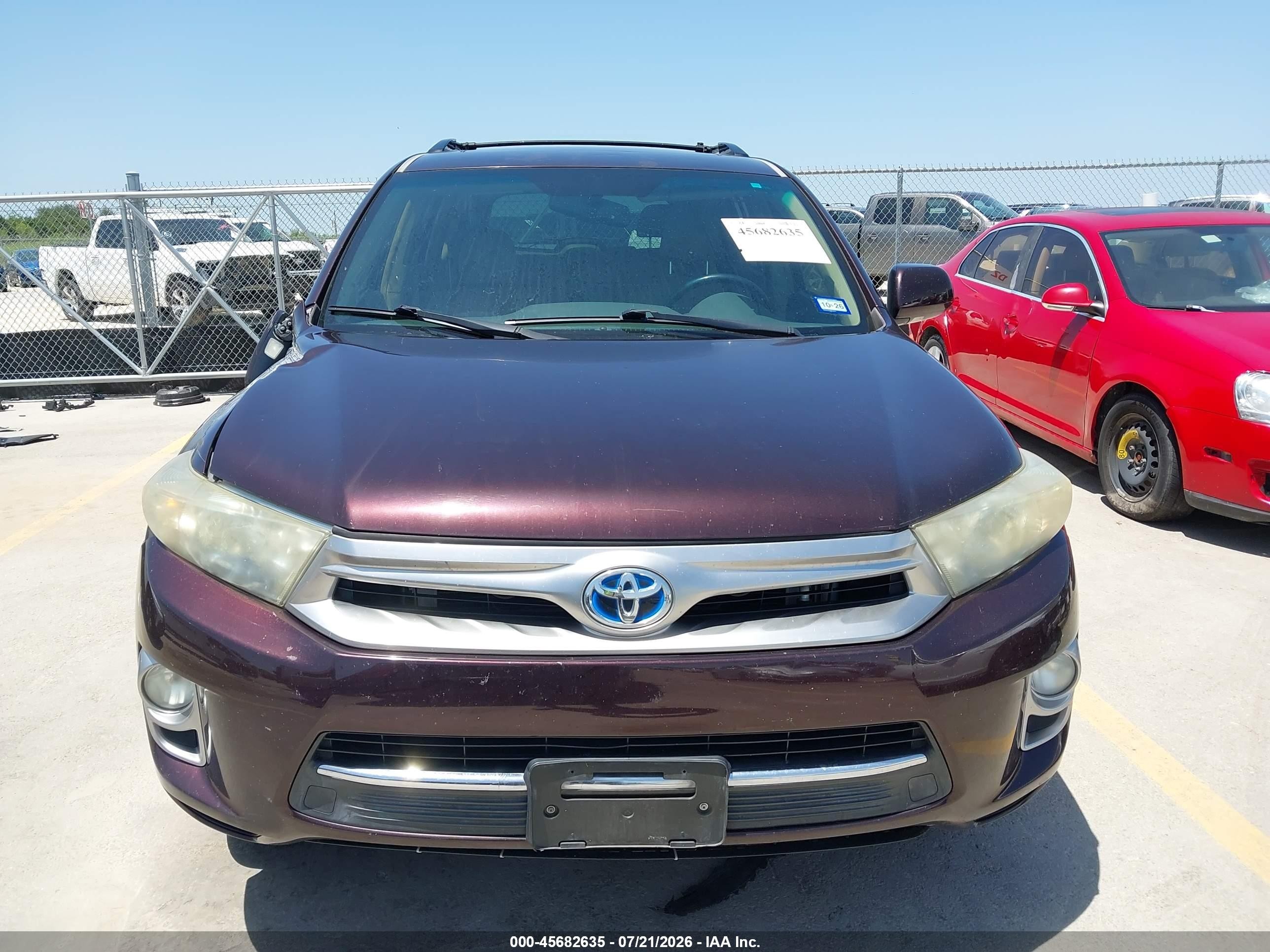 2012 Toyota Highlander Hybrid Limited V6 Burgundy vin: JTEDC3EH8C2009154
