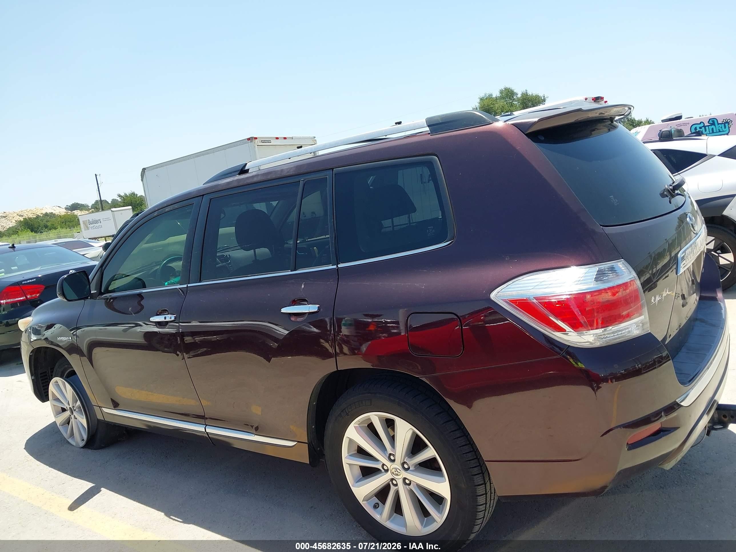 2012 Toyota Highlander Hybrid Limited V6 Burgundy vin: JTEDC3EH8C2009154