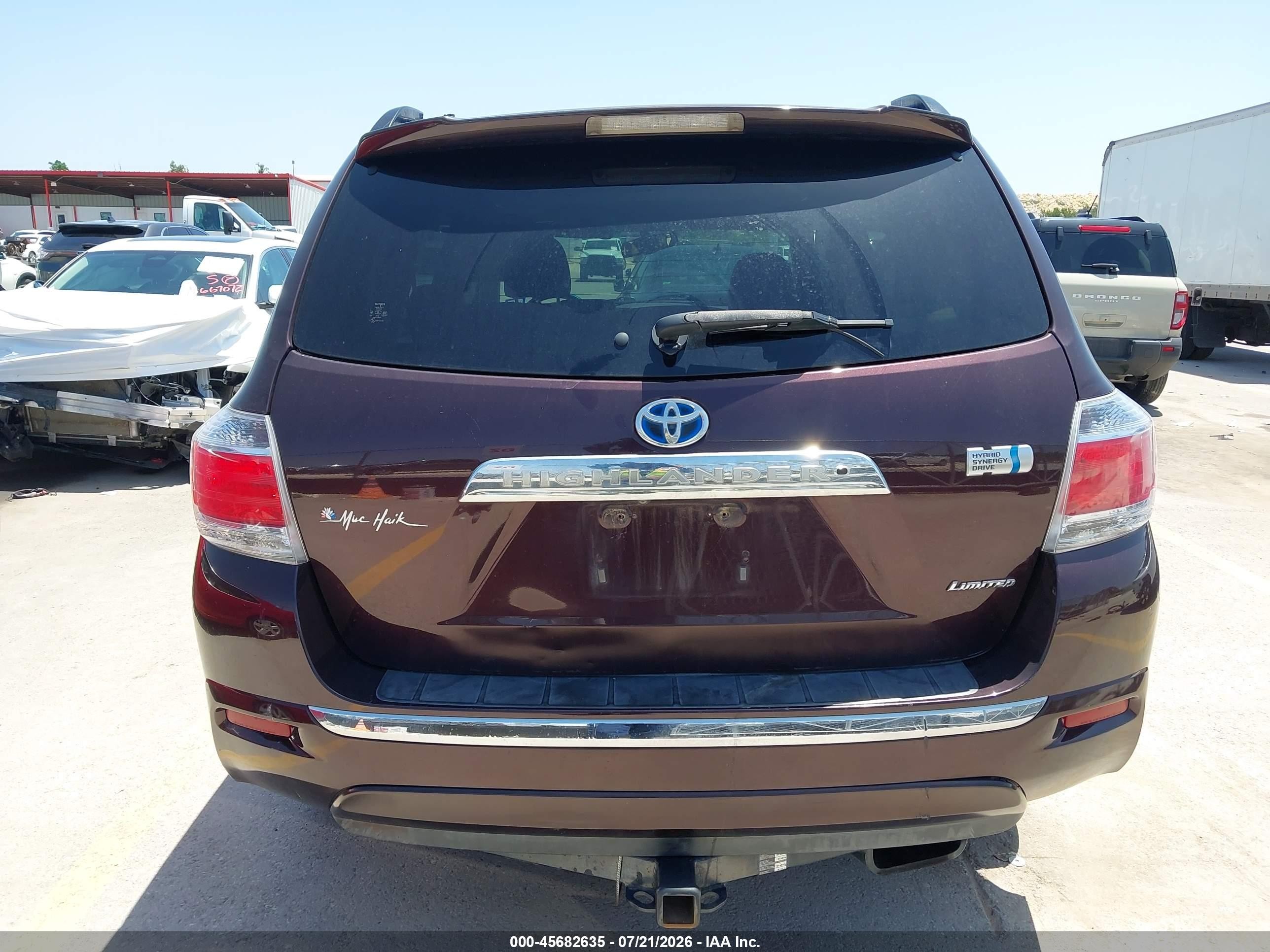 2012 Toyota Highlander Hybrid Limited V6 Burgundy vin: JTEDC3EH8C2009154