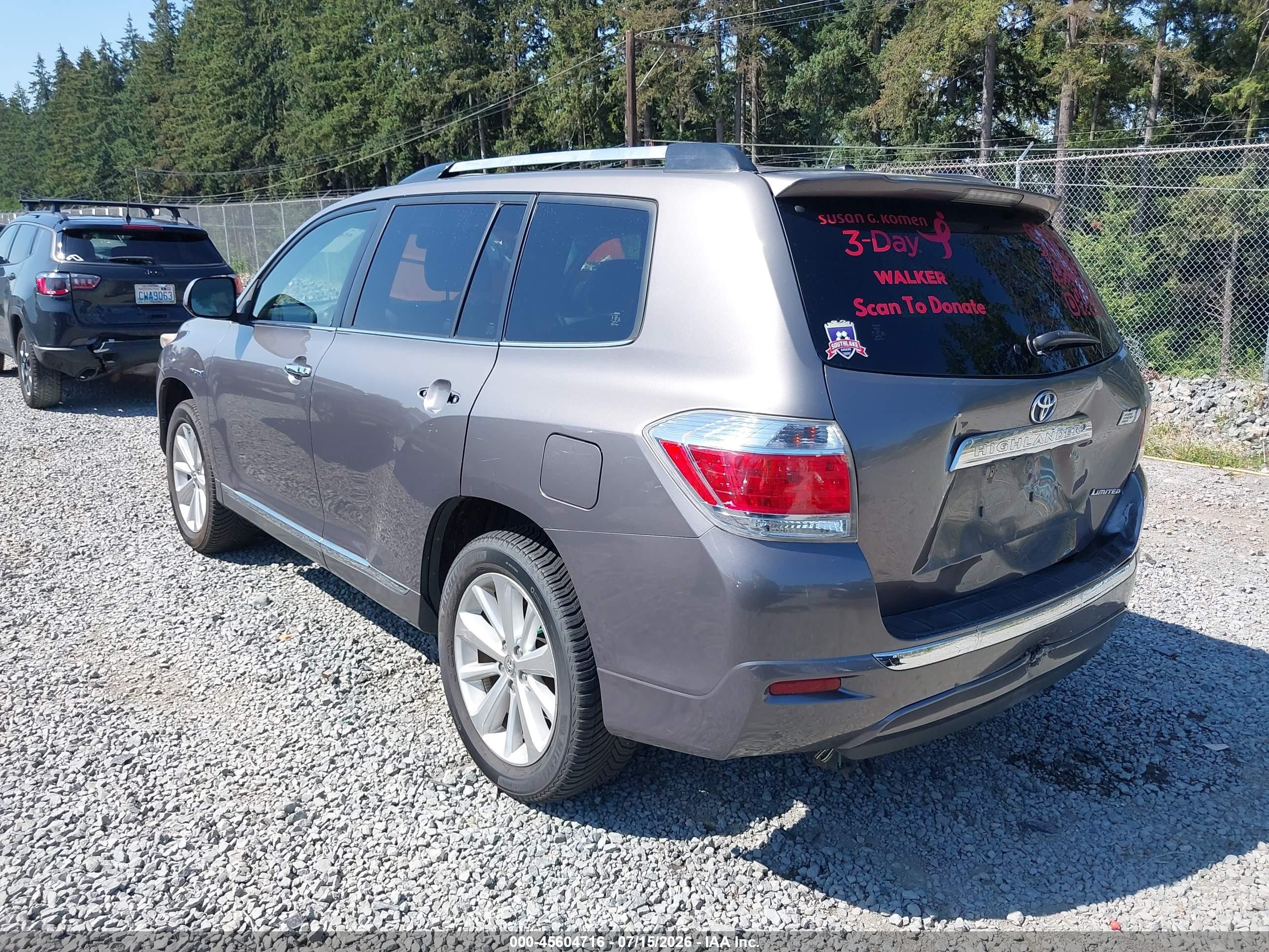 2012 Toyota Highlander Hybrid Limited V6 Серый vin: JTEDC3EH9C2010717