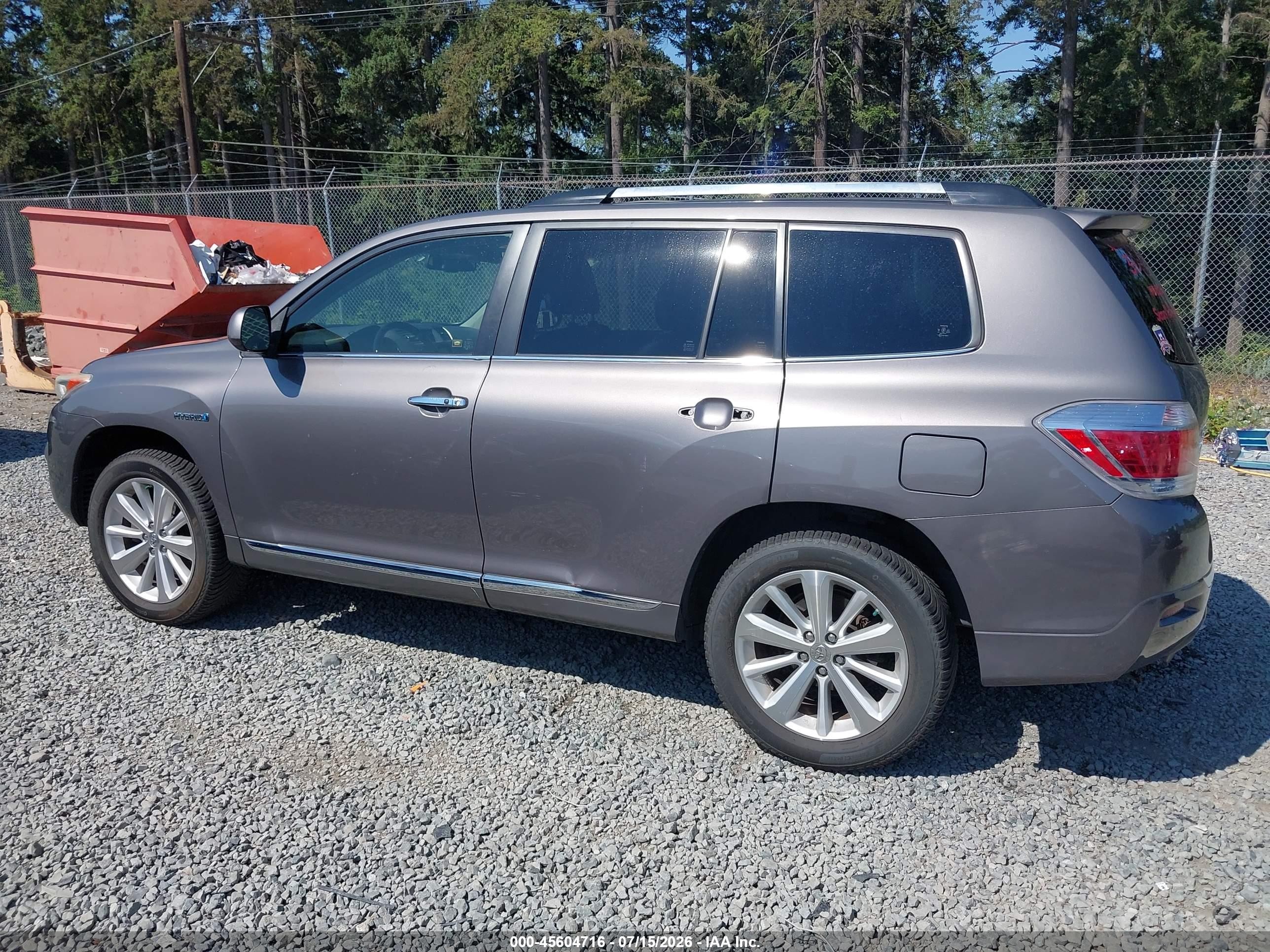 2012 Toyota Highlander Hybrid Limited V6 Серый vin: JTEDC3EH9C2010717