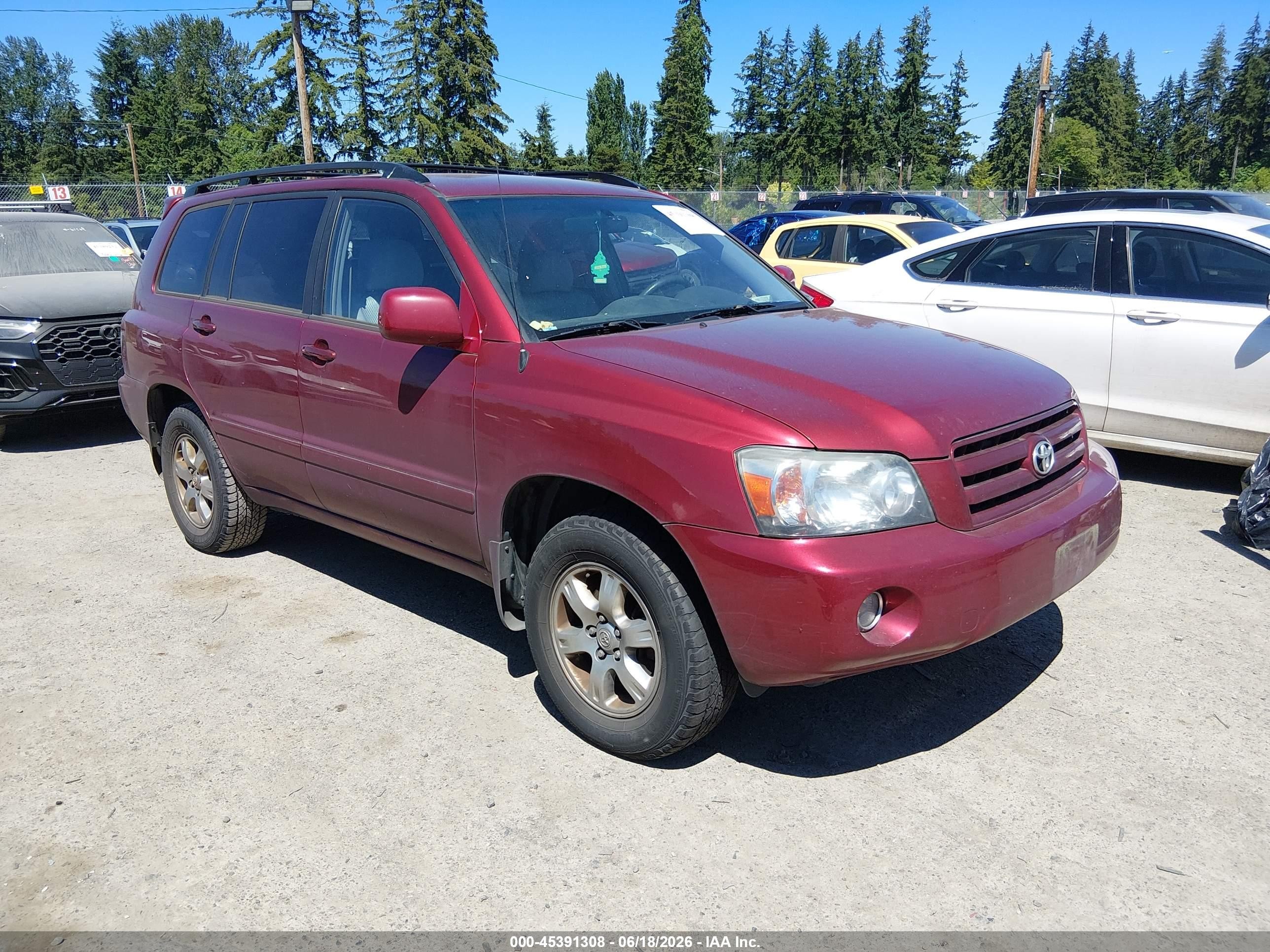 2007 Toyota Highlander   Burgundy vin: JTEDD21A770158477