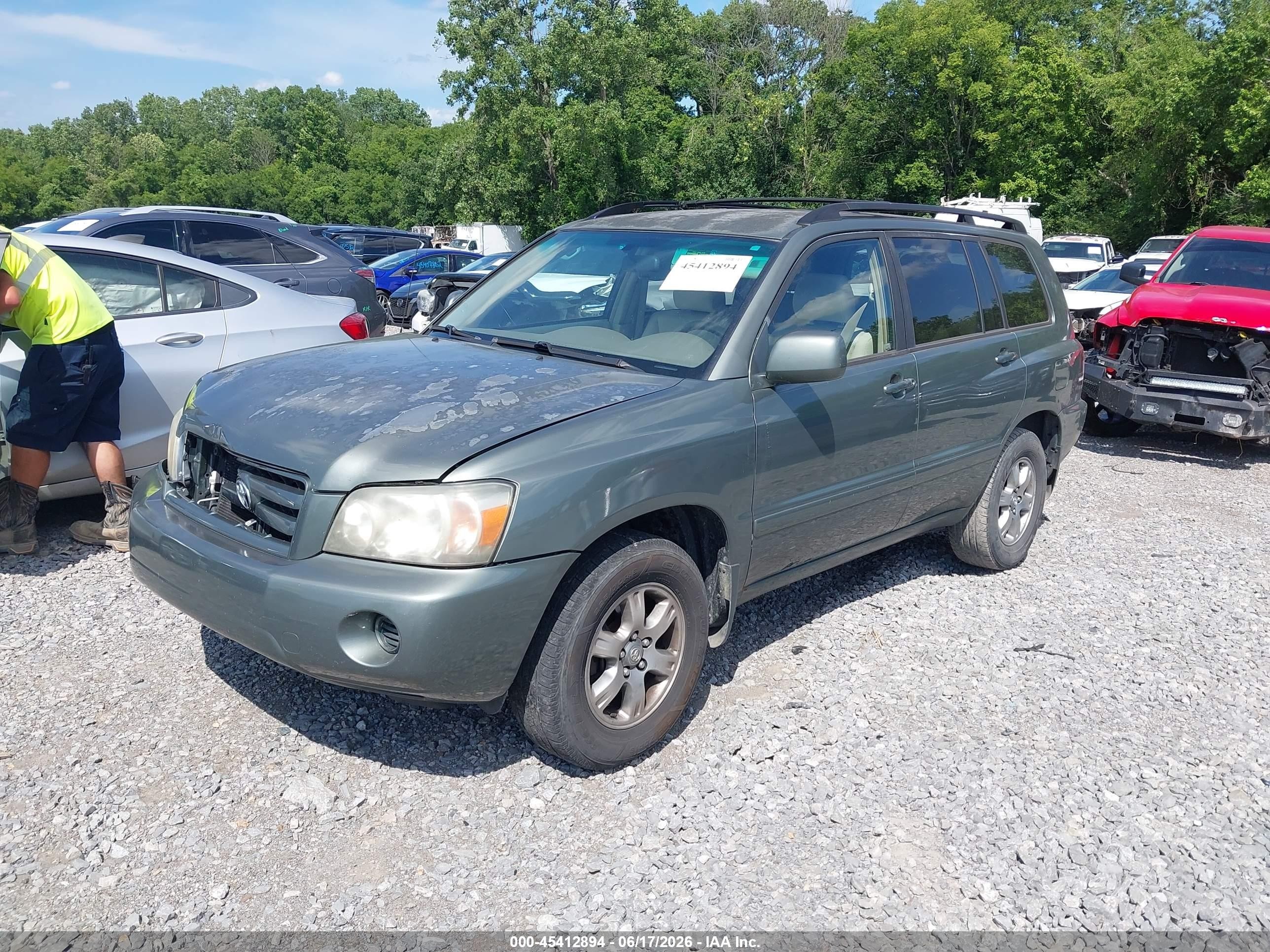 2006 Toyota Highlander V6 Green vin: JTEDP21A060102404