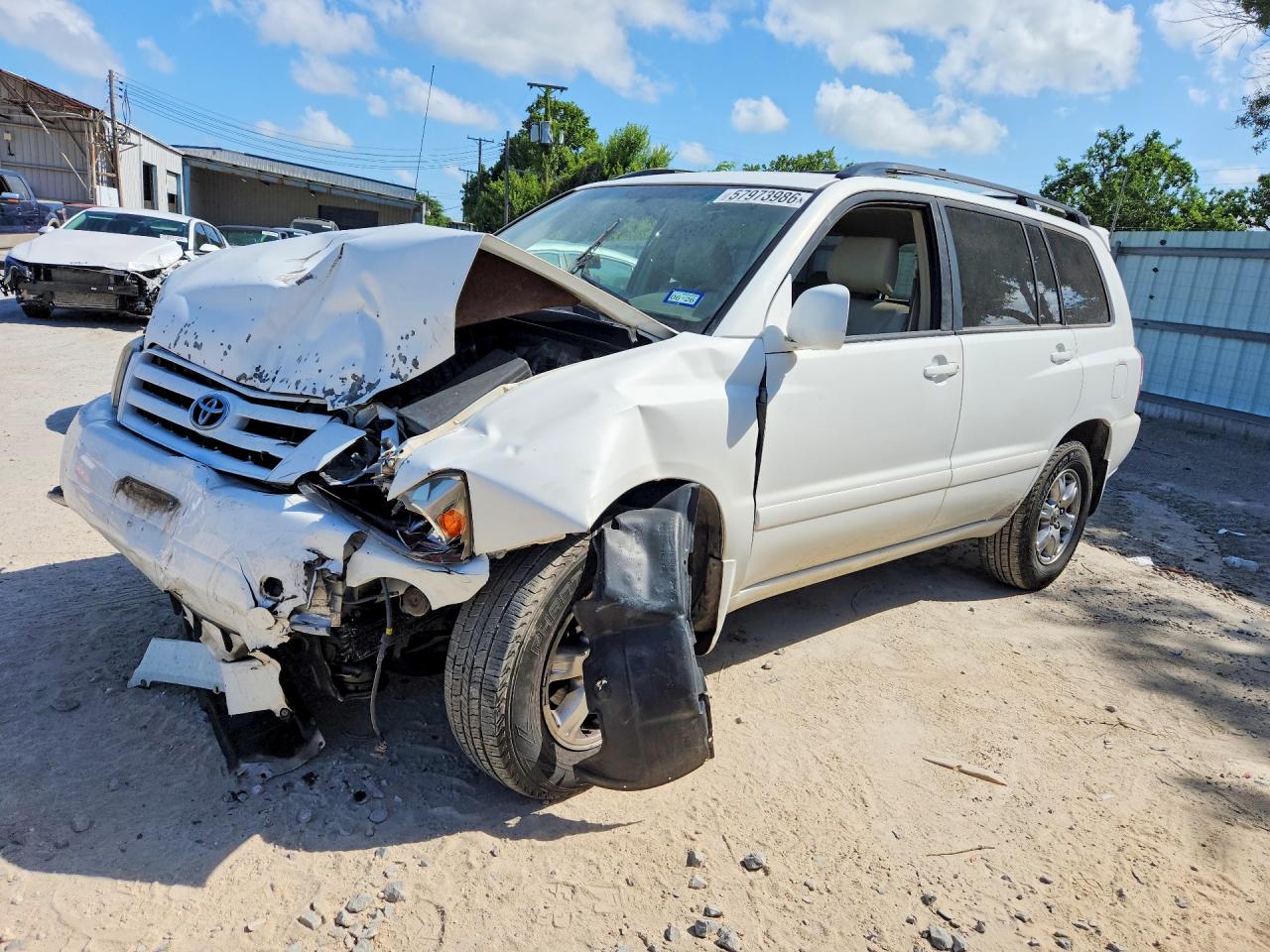 2007 Toyota Highlander Base White vin: JTEDP21A070134738