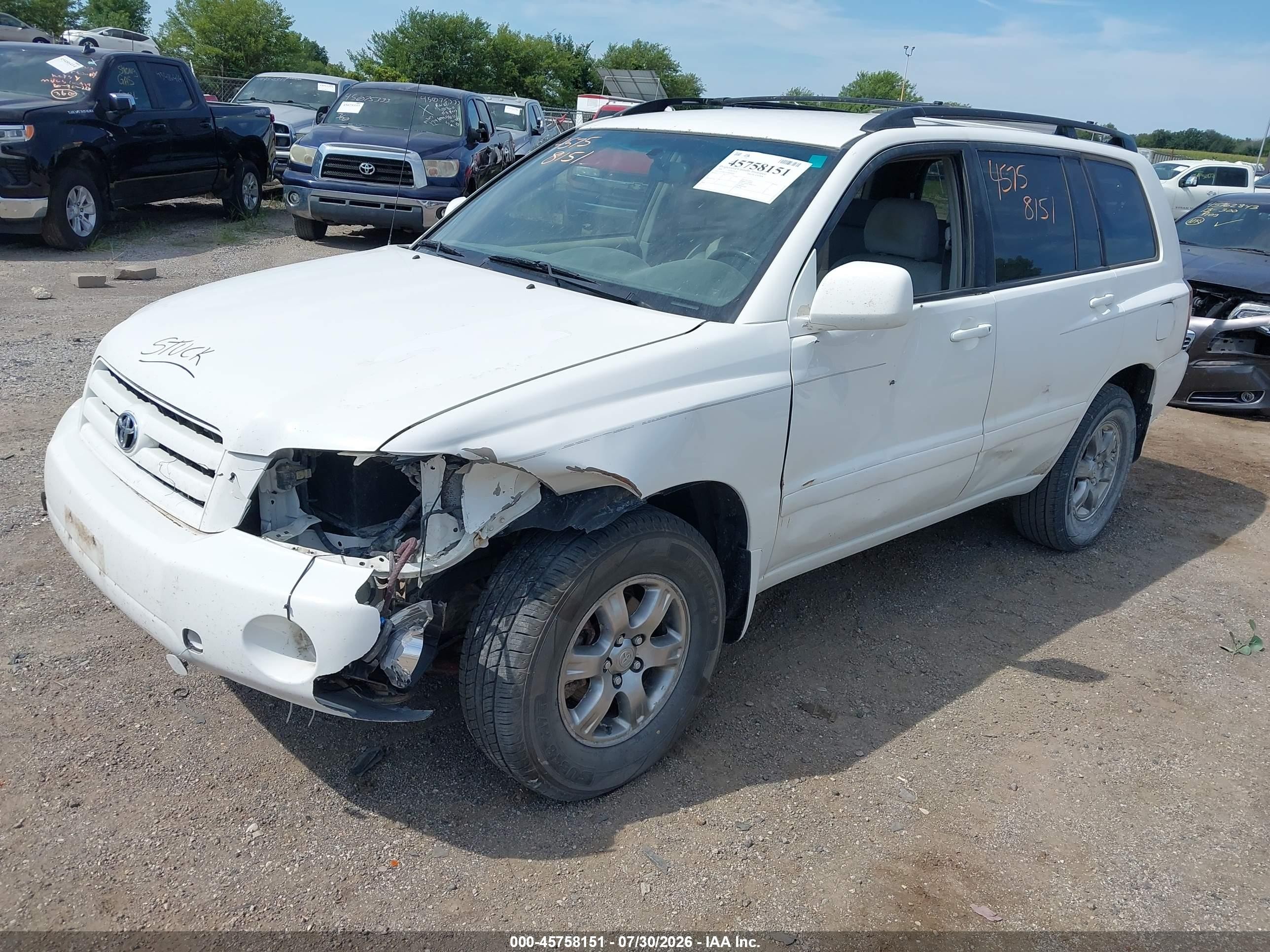 2004 Toyota Highlander V6 White vin: JTEDP21A140006990