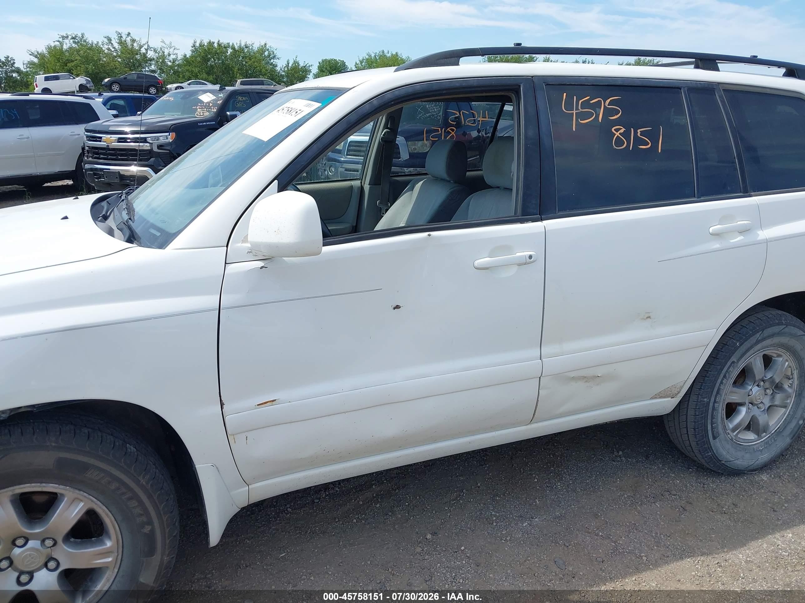 2004 Toyota Highlander V6 White vin: JTEDP21A140006990