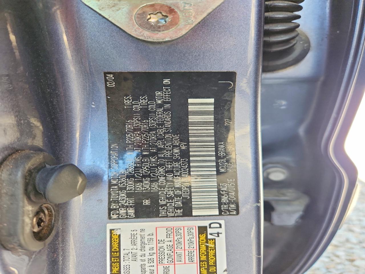2004 Toyota Highlander Base Blue vin: JTEDP21A140024373