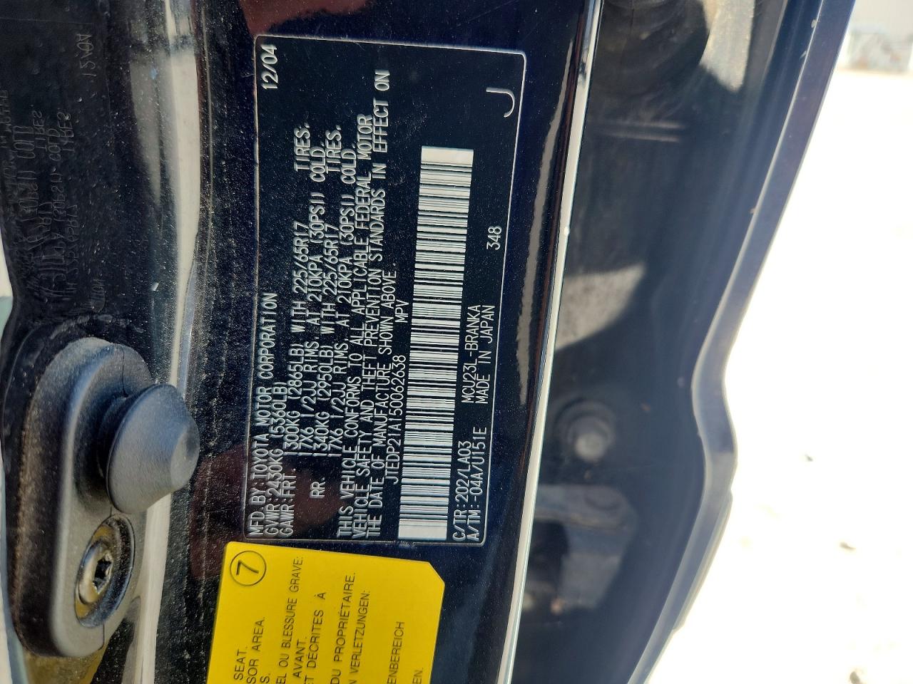2005 Toyota Highlander Limited Black vin: JTEDP21A150062638