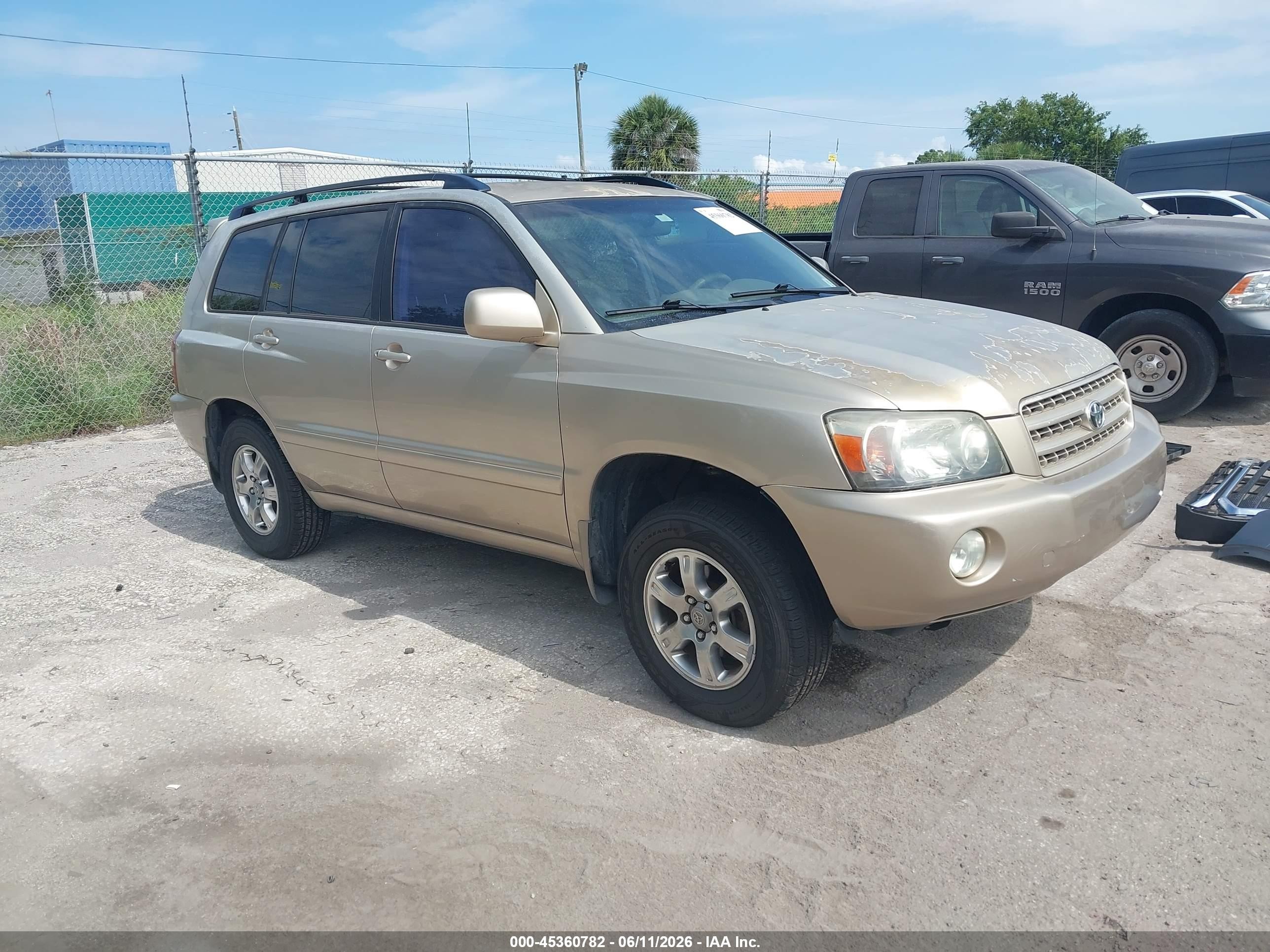 2006 Toyota Highlander V6 Gold vin: JTEDP21A160096015