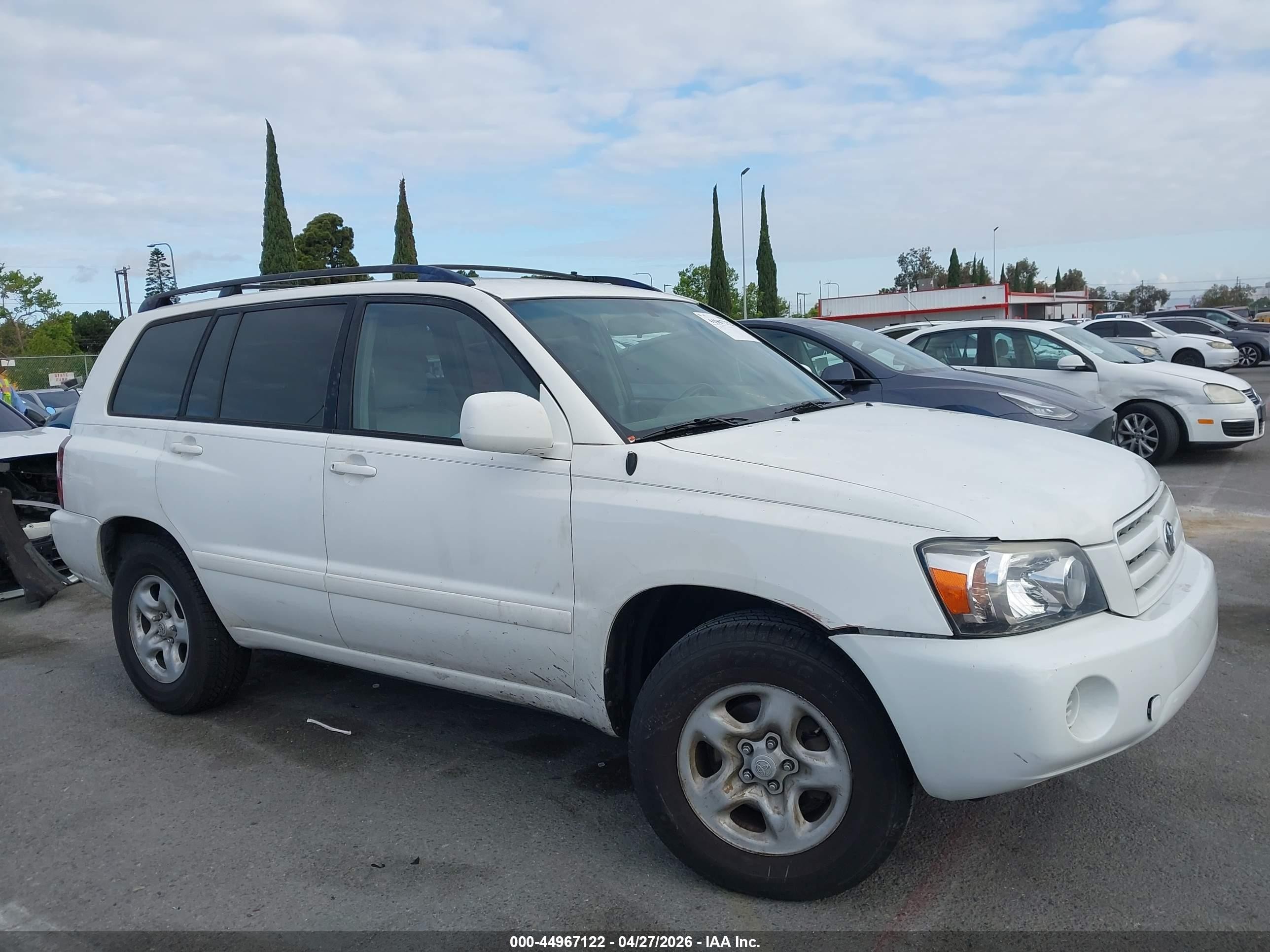 2007 Toyota Highlander V6 White vin: JTEDP21A270135440