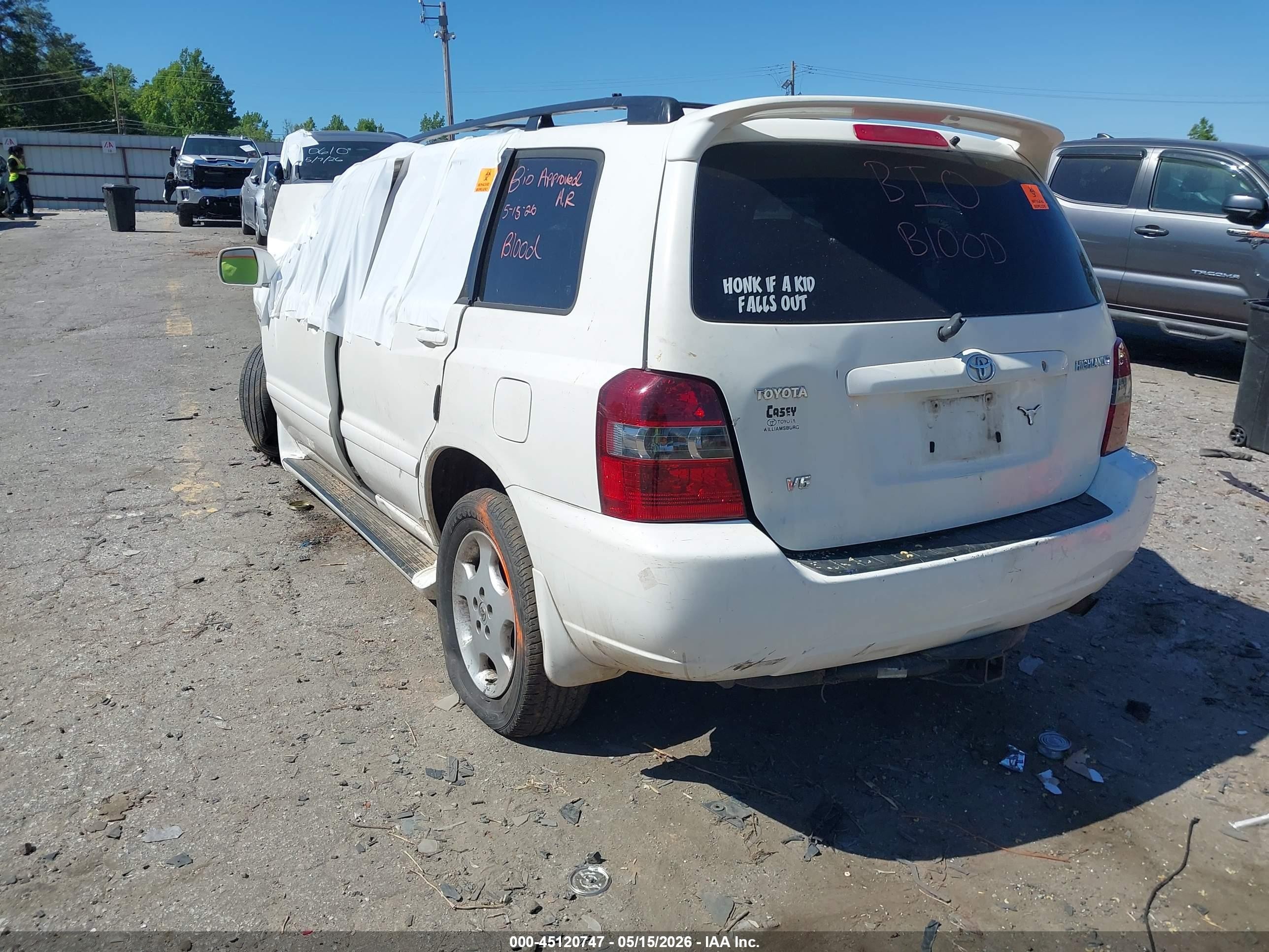 2004 Toyota Highlander Limited V6 White vin: JTEDP21A540034677