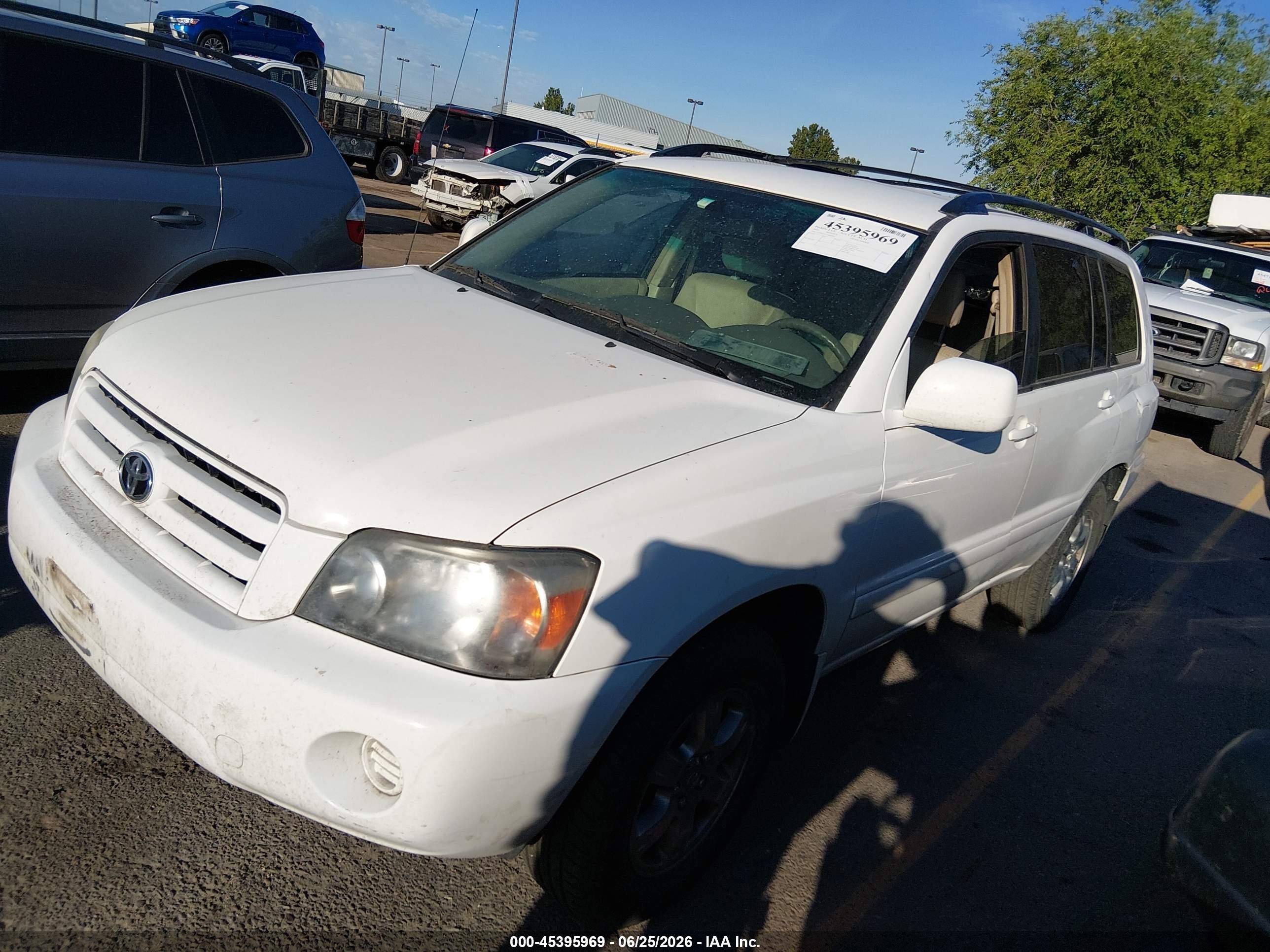 2005 Toyota Highlander V6 White vin: JTEDP21A550046992
