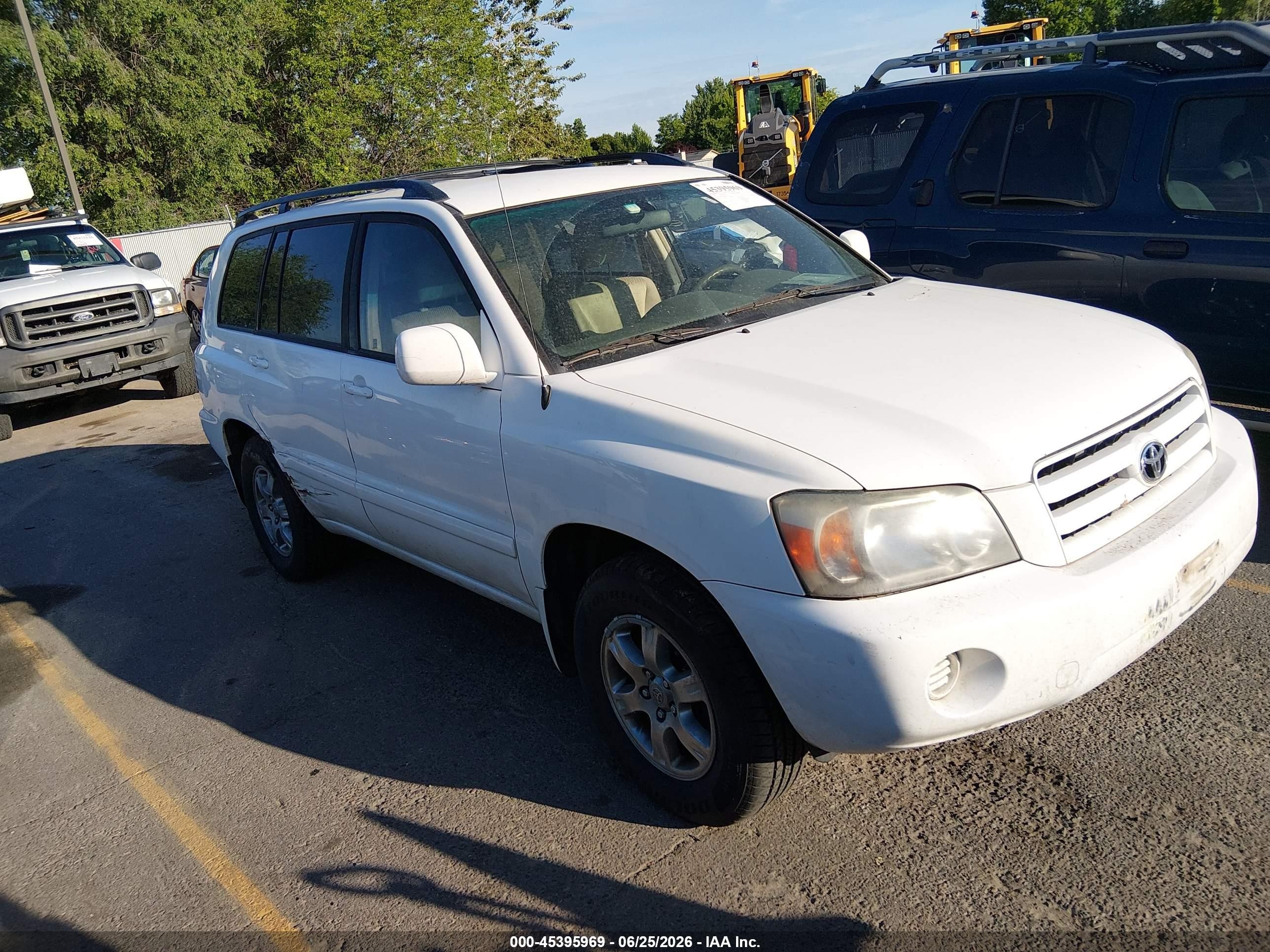 2005 Toyota Highlander V6 White vin: JTEDP21A550046992