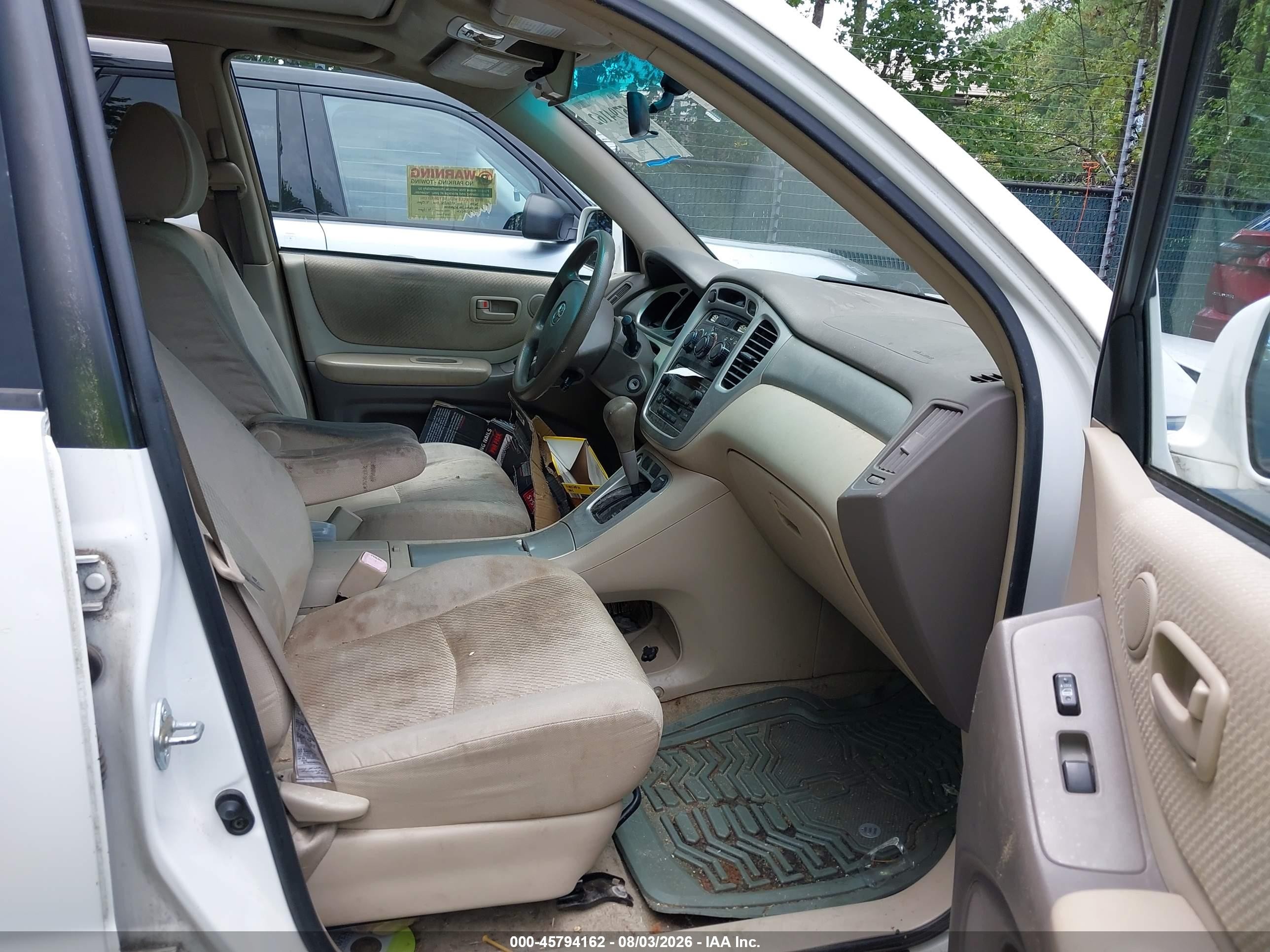 2005 Toyota Highlander V6 White vin: JTEDP21A550069835
