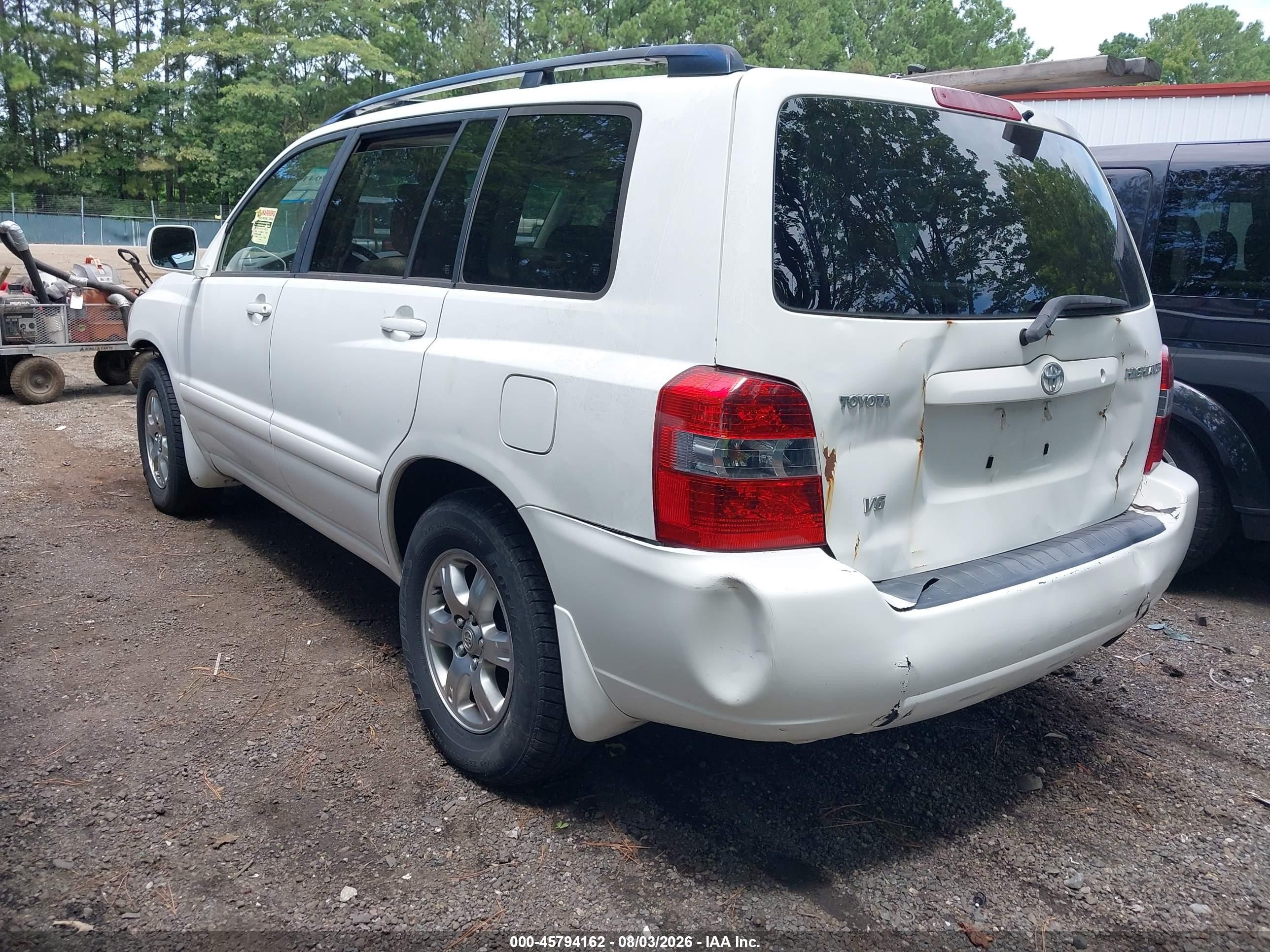 2005 Toyota Highlander V6 White vin: JTEDP21A550069835