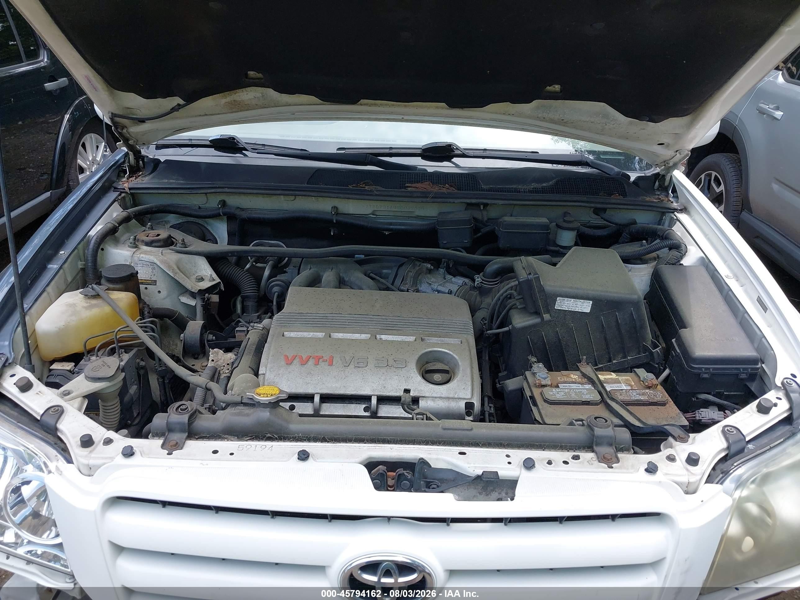 2005 Toyota Highlander V6 White vin: JTEDP21A550069835