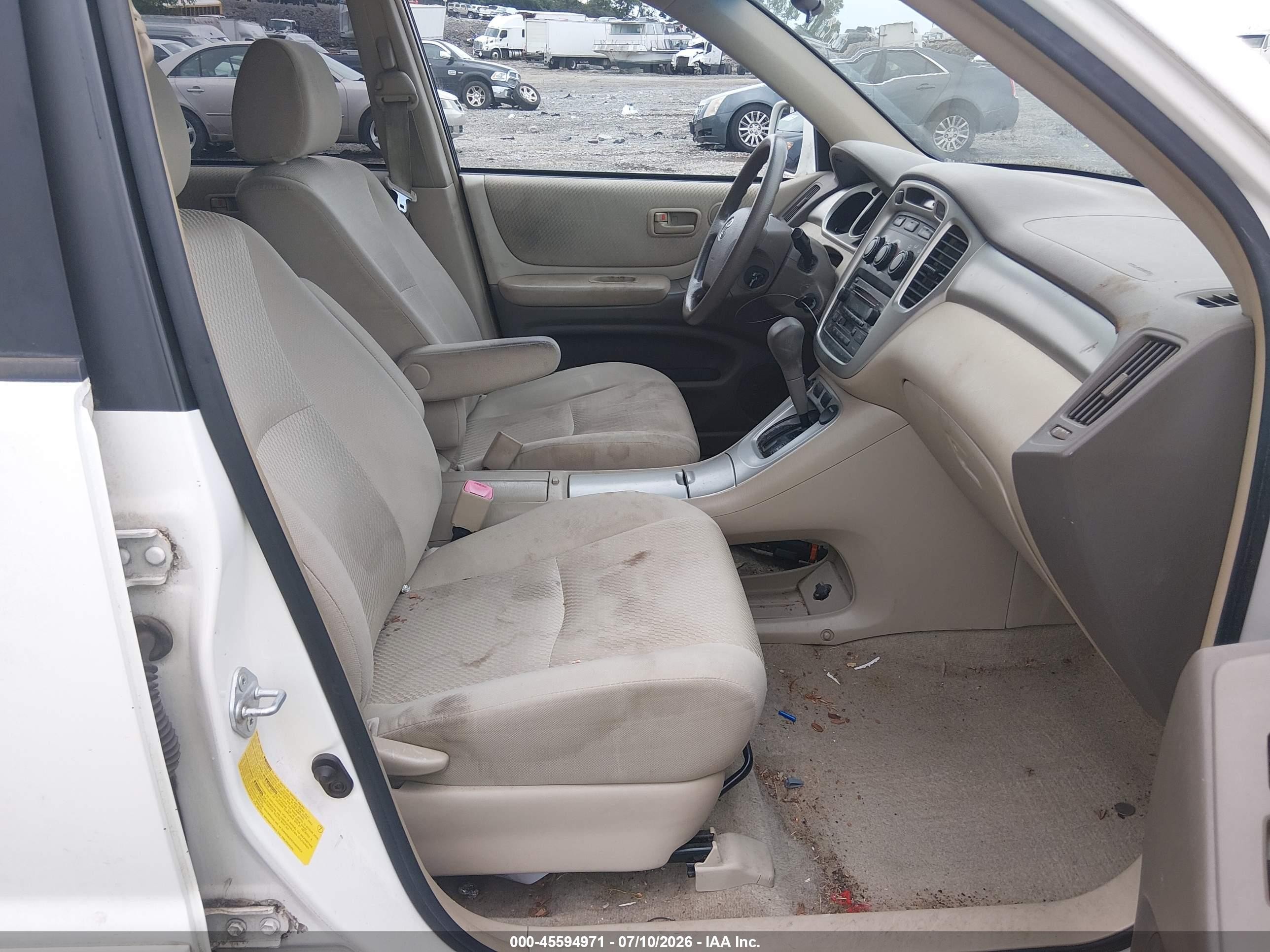 2007 Toyota Highlander 3rd Row White vin: JTEDP21A570139773