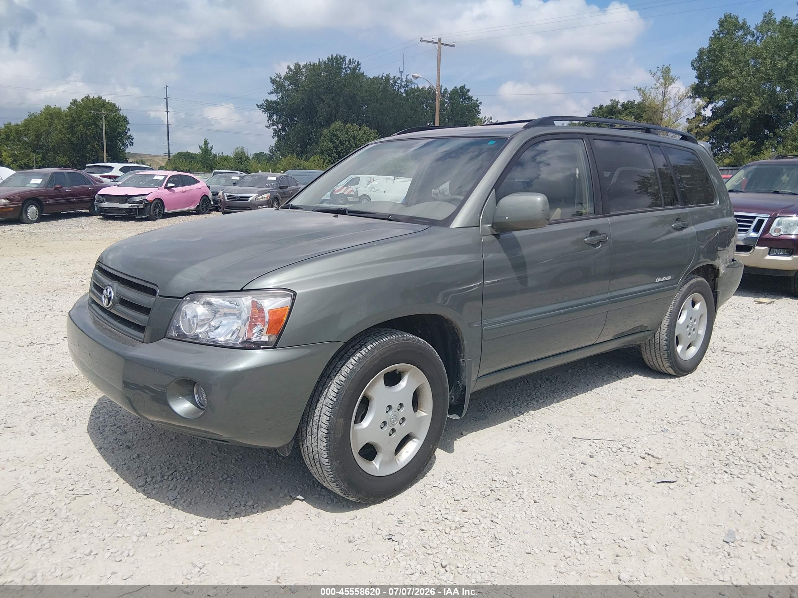 2007 Toyota Highlander Limited W/3rd Row Green vin: JTEDP21A670144397