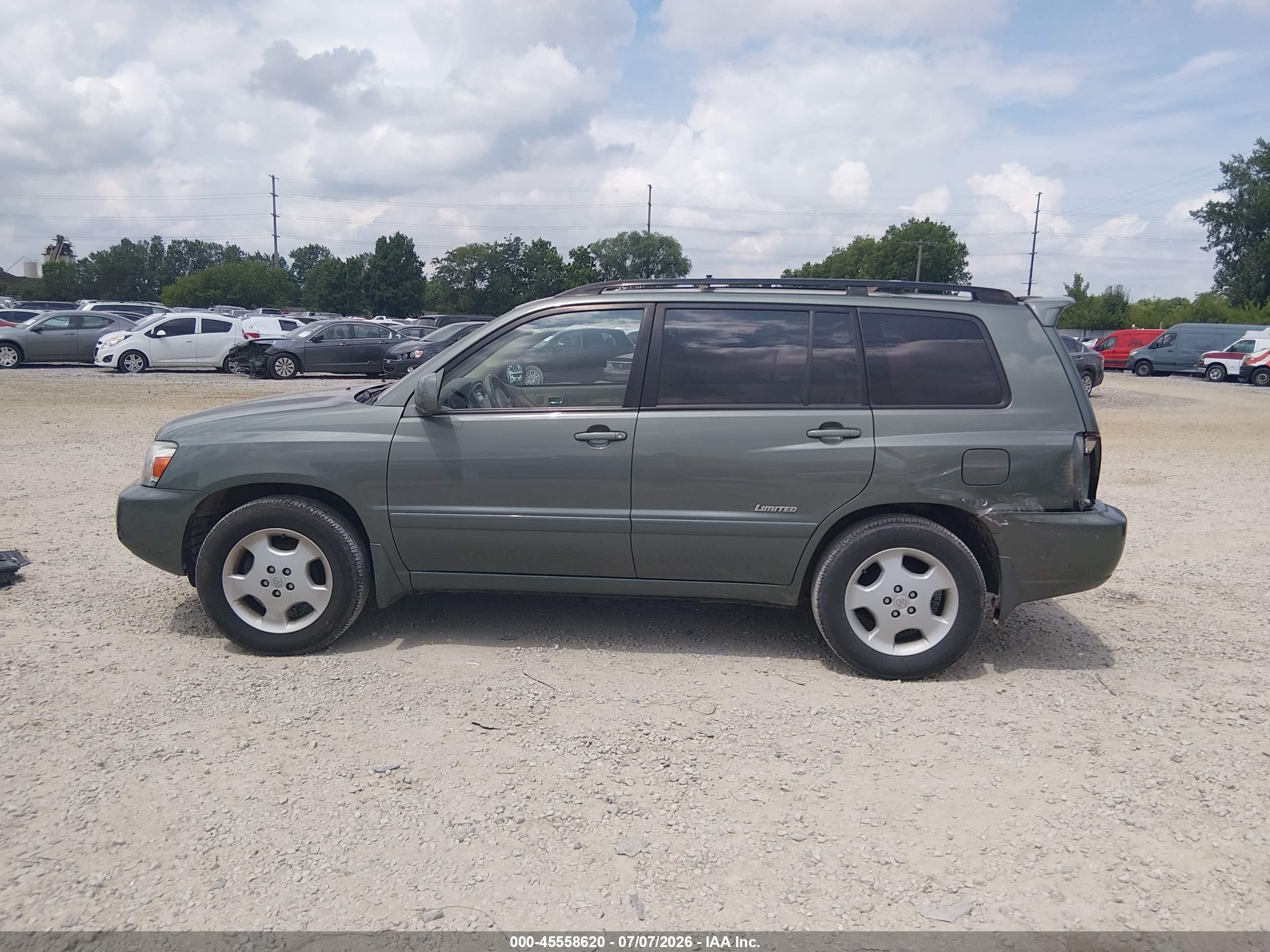 2007 Toyota Highlander Limited W/3rd Row Green vin: JTEDP21A670144397