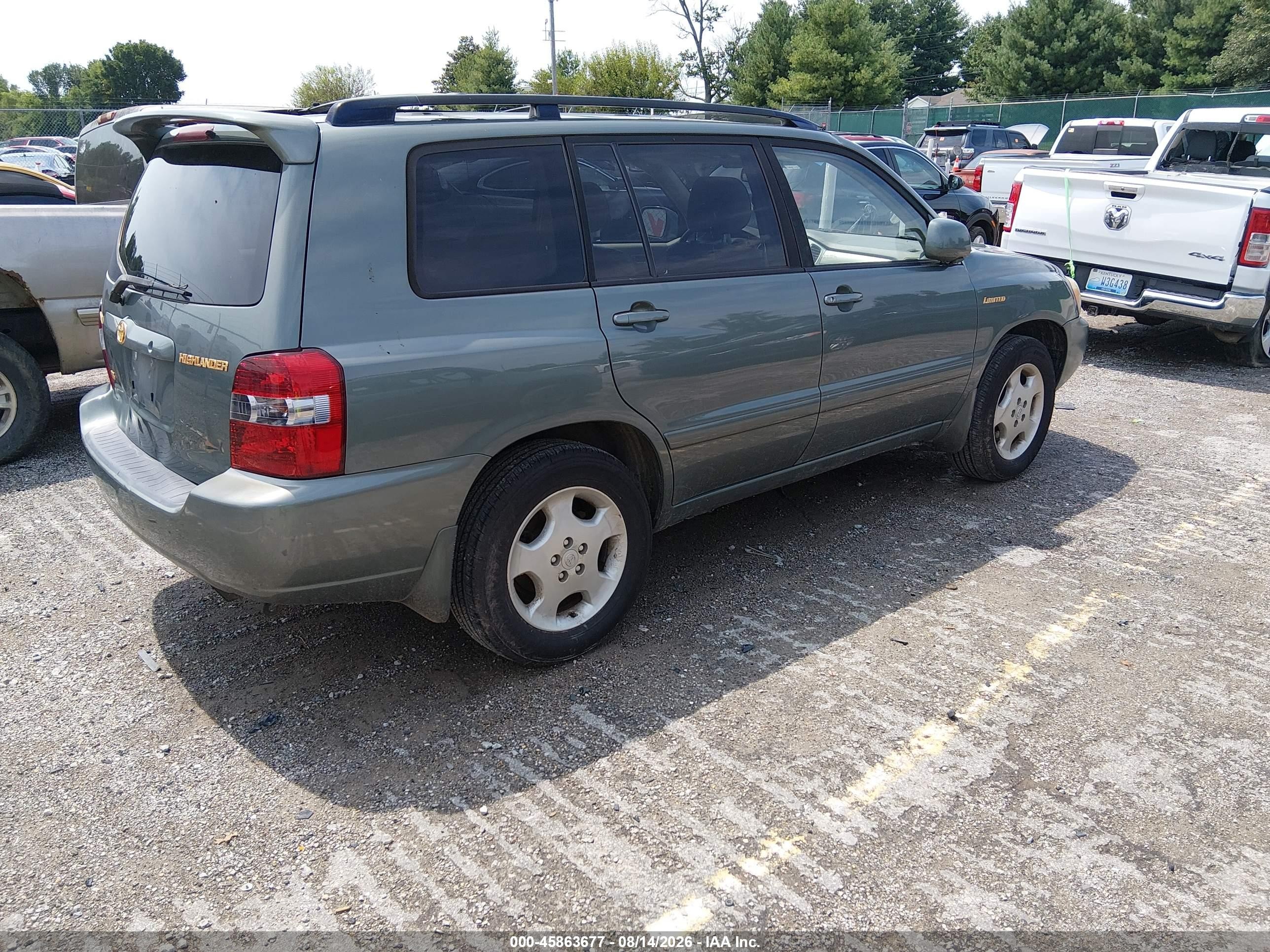 2004 Toyota Highlander Limited V6 Green vin: JTEDP21A740021803
