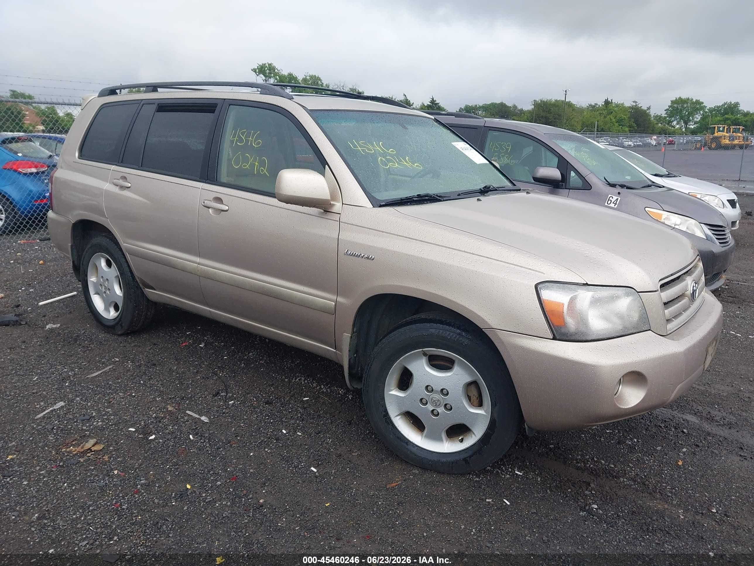 2005 Toyota Highlander Limited V6 Gold vin: JTEDP21A850050342
