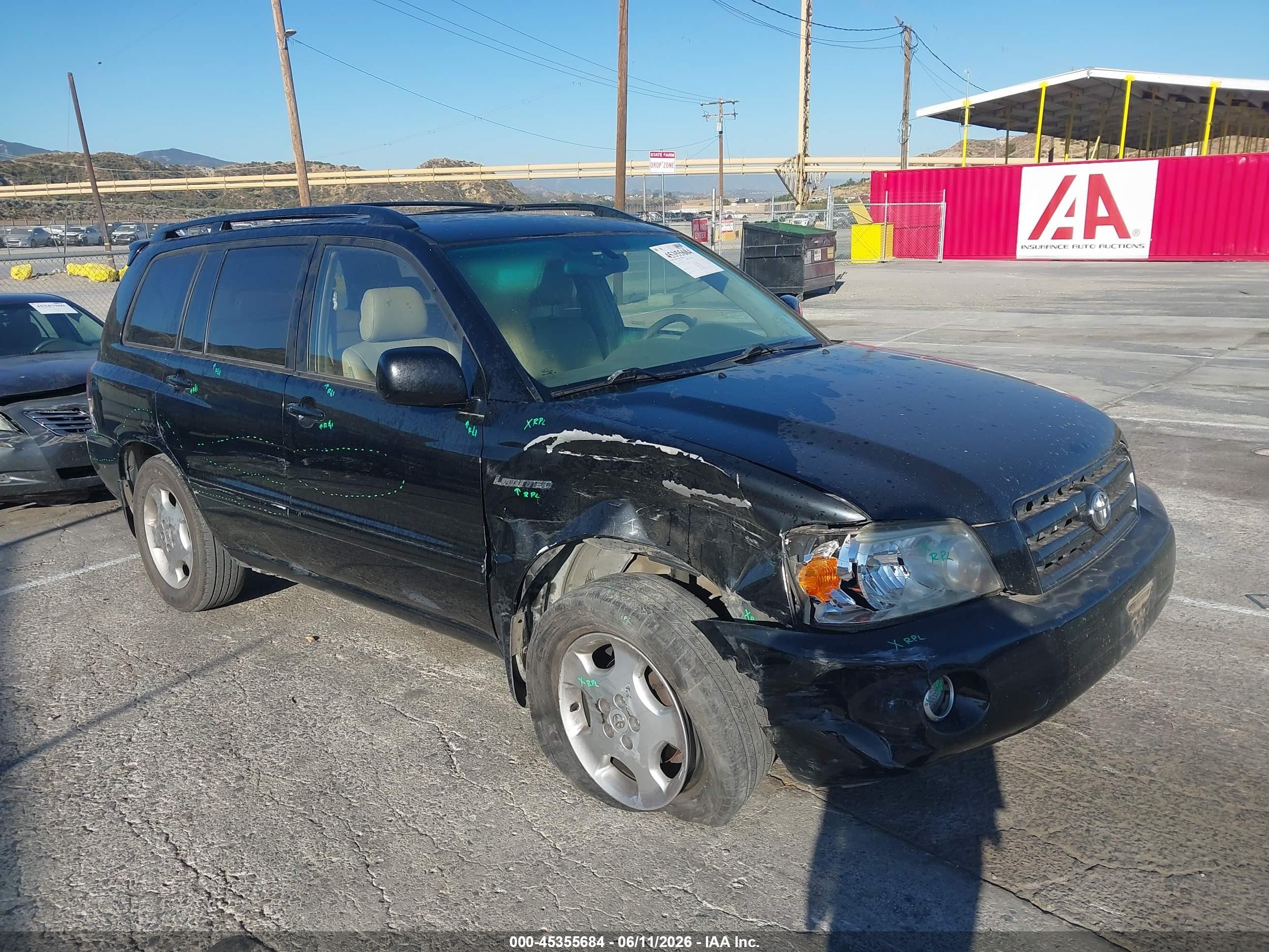 2005 Toyota Highlander Limited V6 Black vin: JTEDP21A850056237