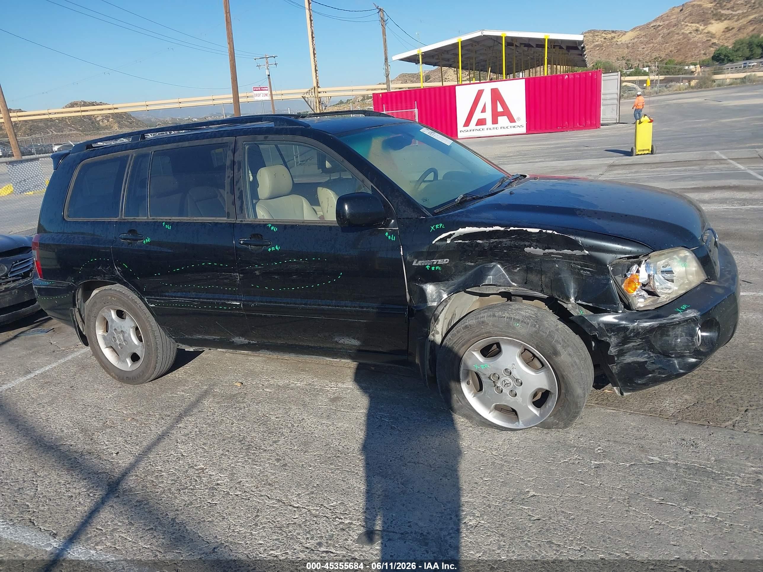 2005 Toyota Highlander Limited V6 Black vin: JTEDP21A850056237