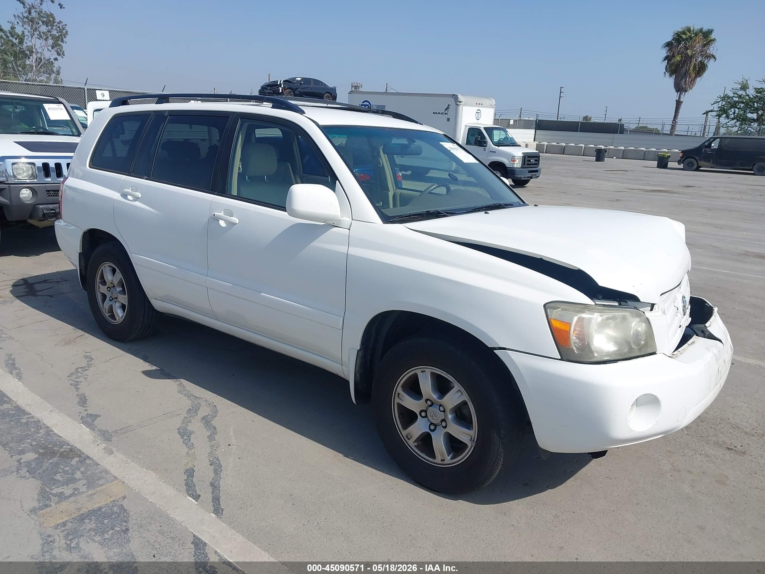 2005 Toyota Highlander V6 White vin: JTEDP21A950049216
