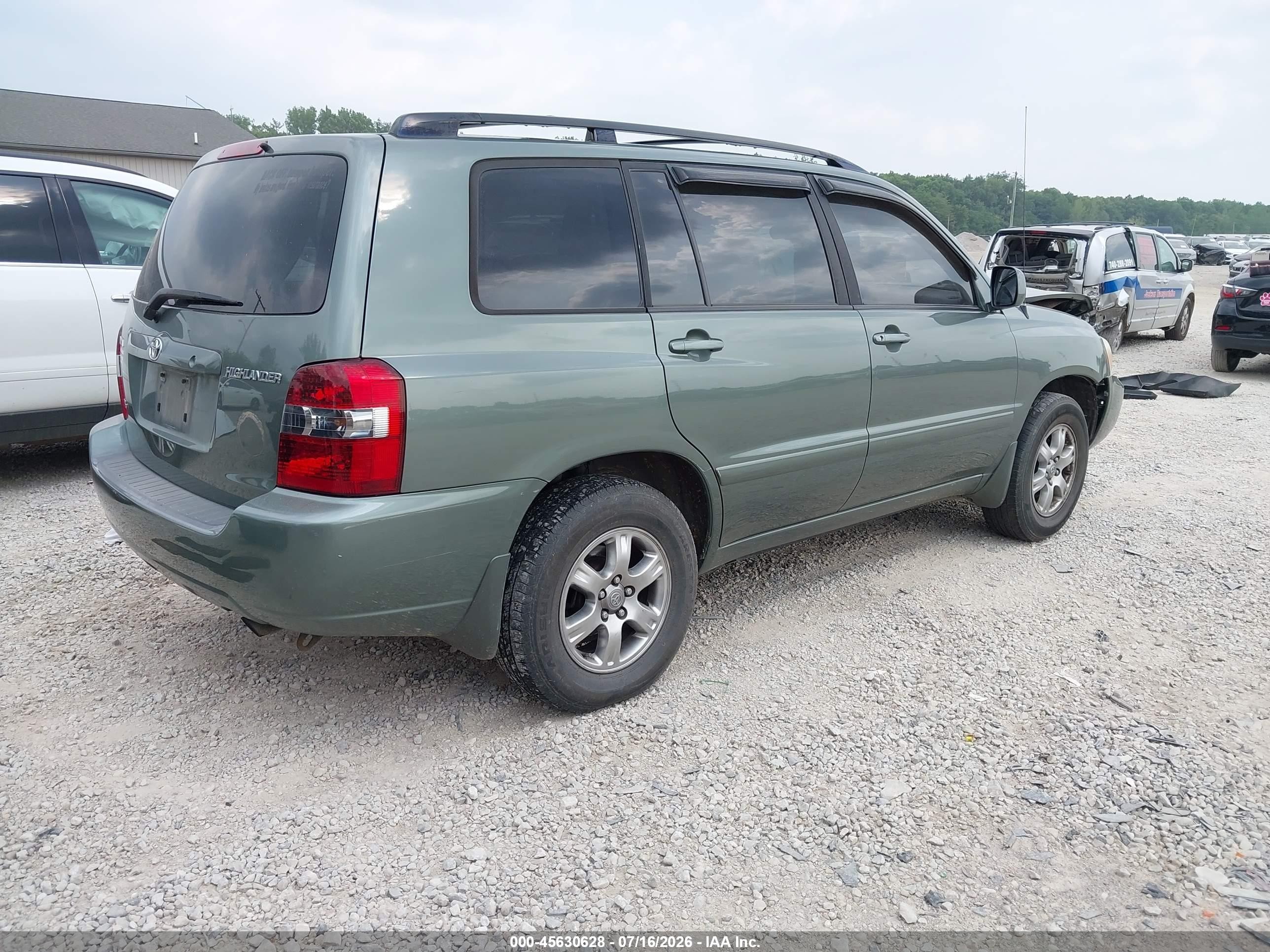 2007 Toyota Highlander 3rd Row Green vin: JTEDP21A970126878