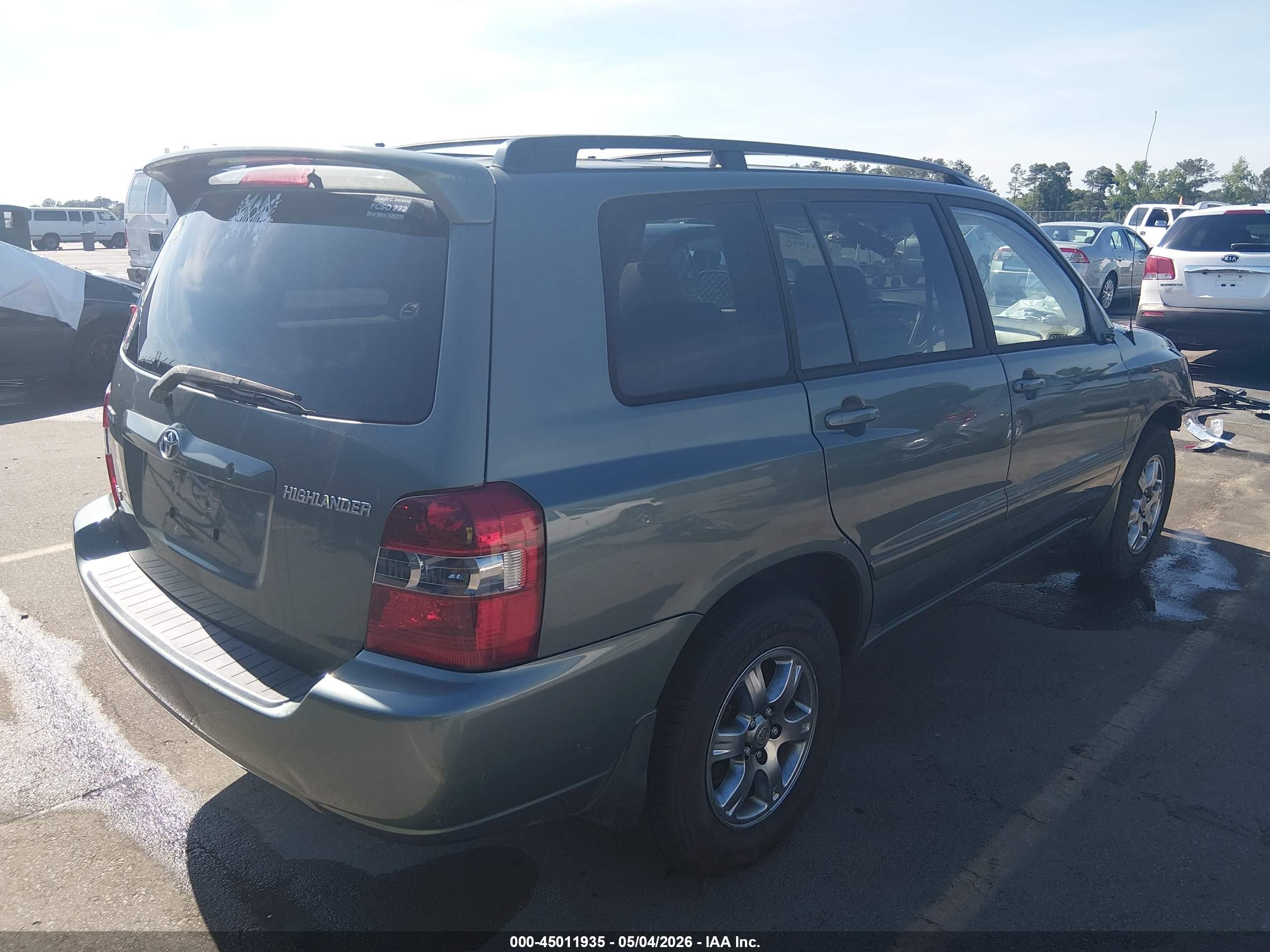 2007 Toyota Highlander V6 Green vin: JTEDP21A970148279