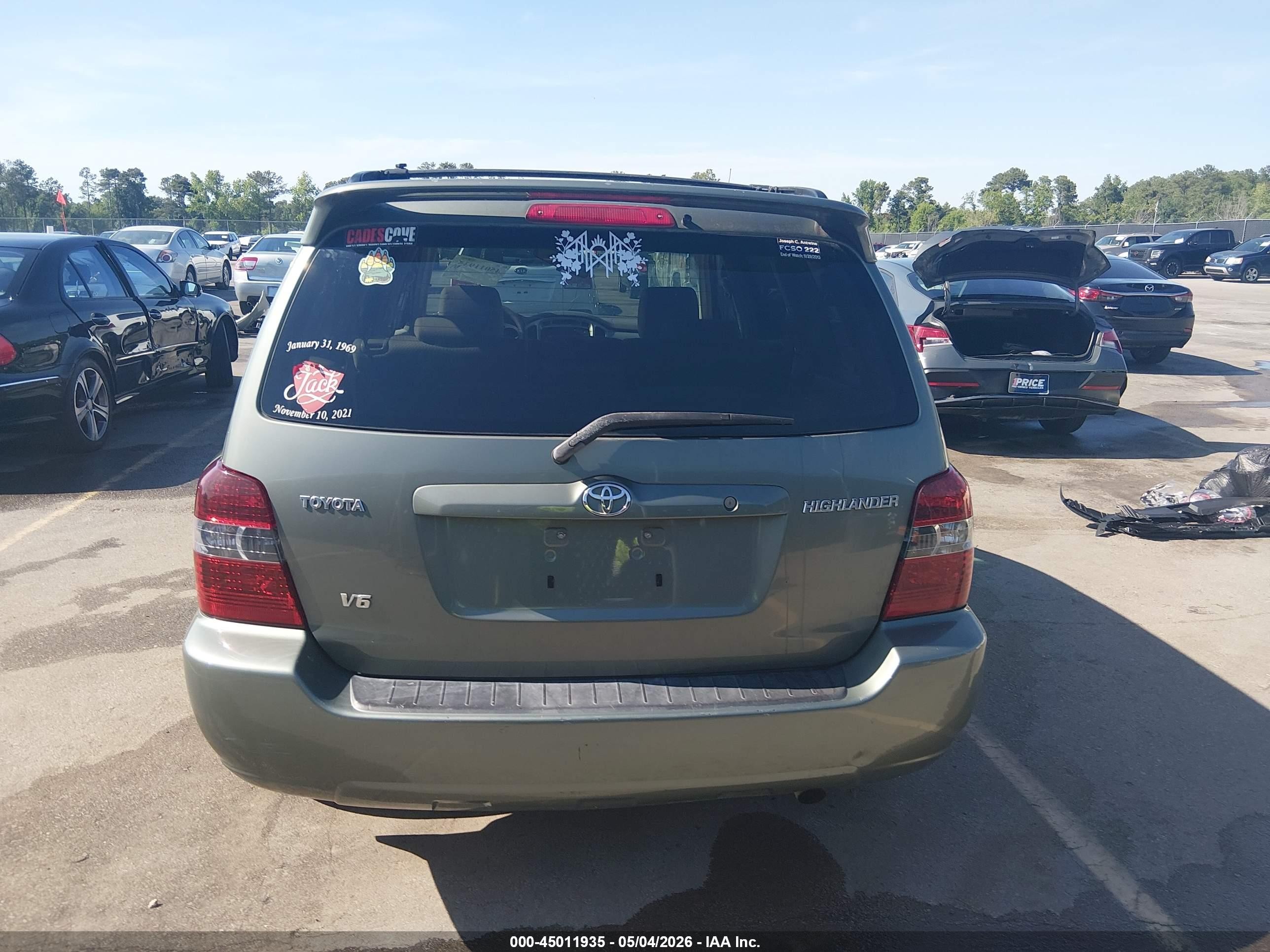 2007 Toyota Highlander V6 Green vin: JTEDP21A970148279
