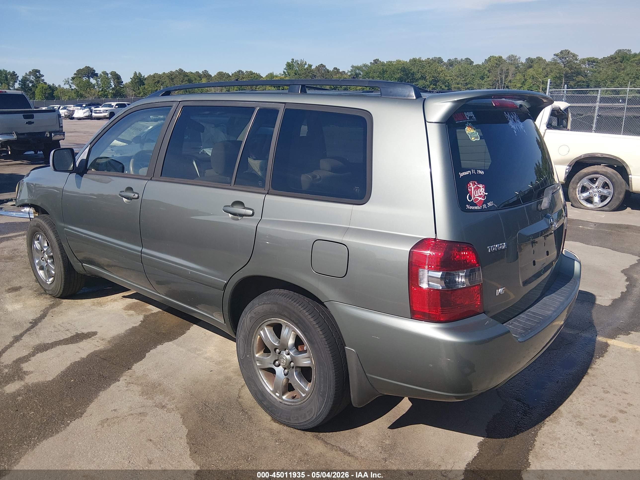 2007 Toyota Highlander V6 Green vin: JTEDP21A970148279