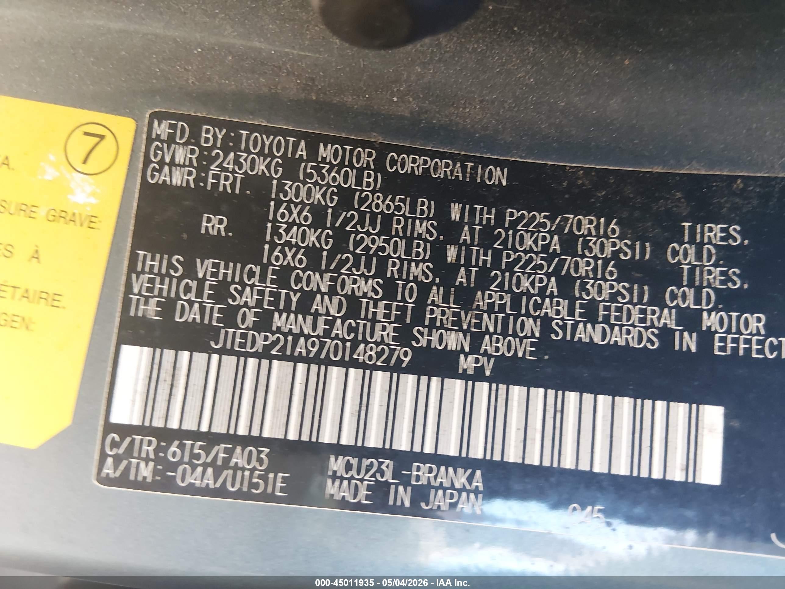 2007 Toyota Highlander V6 Green vin: JTEDP21A970148279