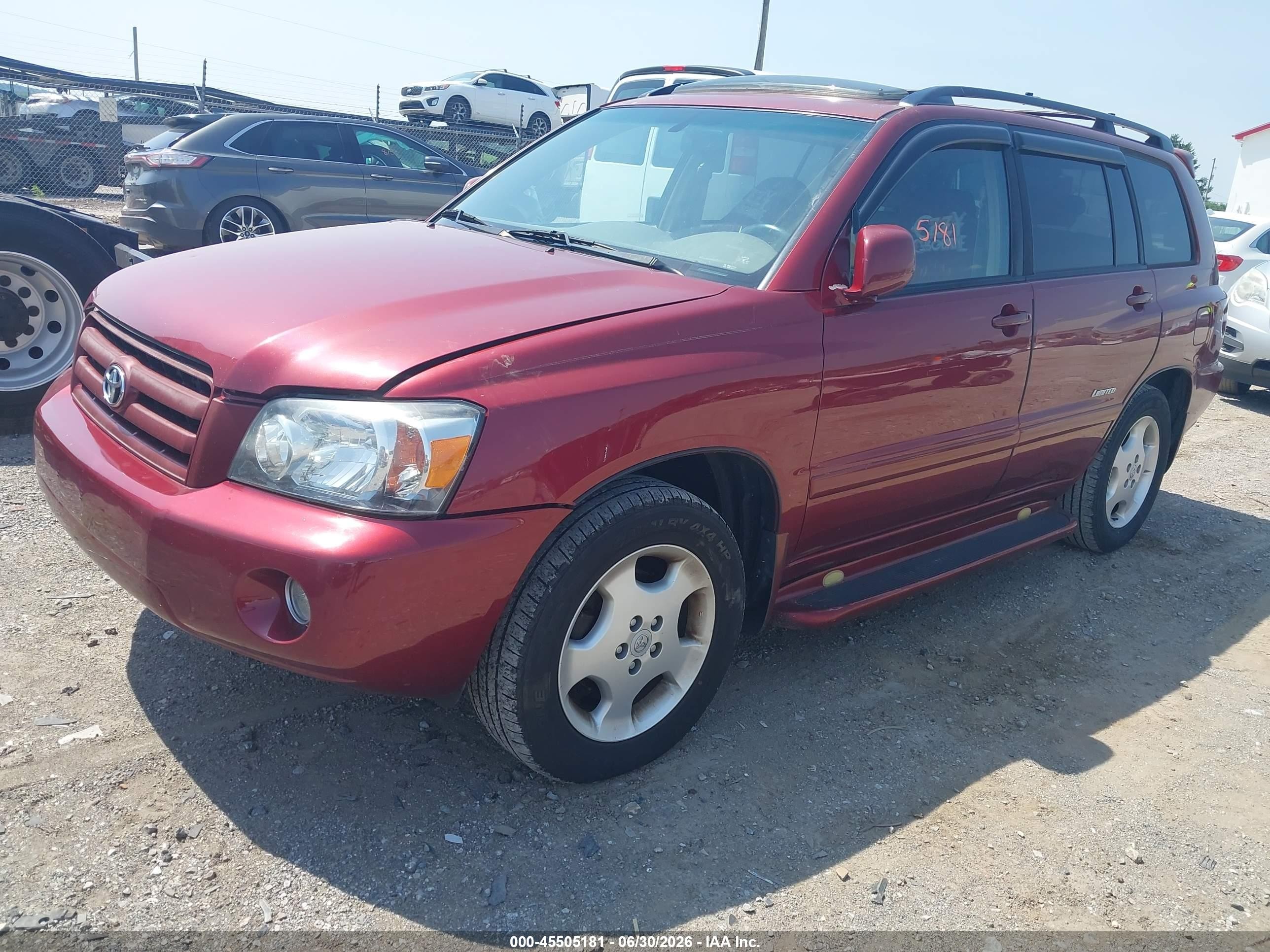 2007 Toyota Highlander Limited W/3rd Row Red vin: JTEDP21AX70137727