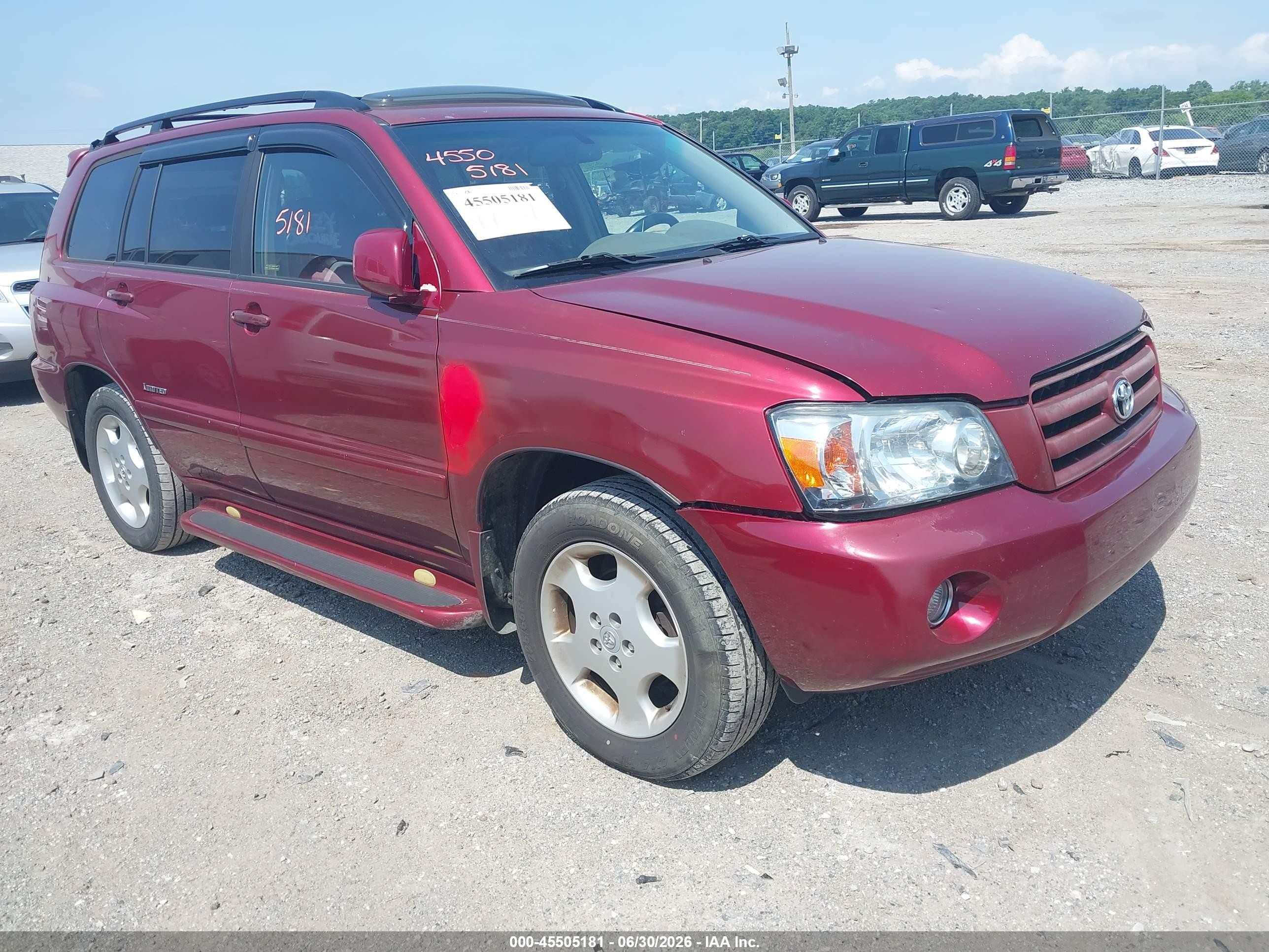 2007 Toyota Highlander Limited W/3rd Row Red vin: JTEDP21AX70137727