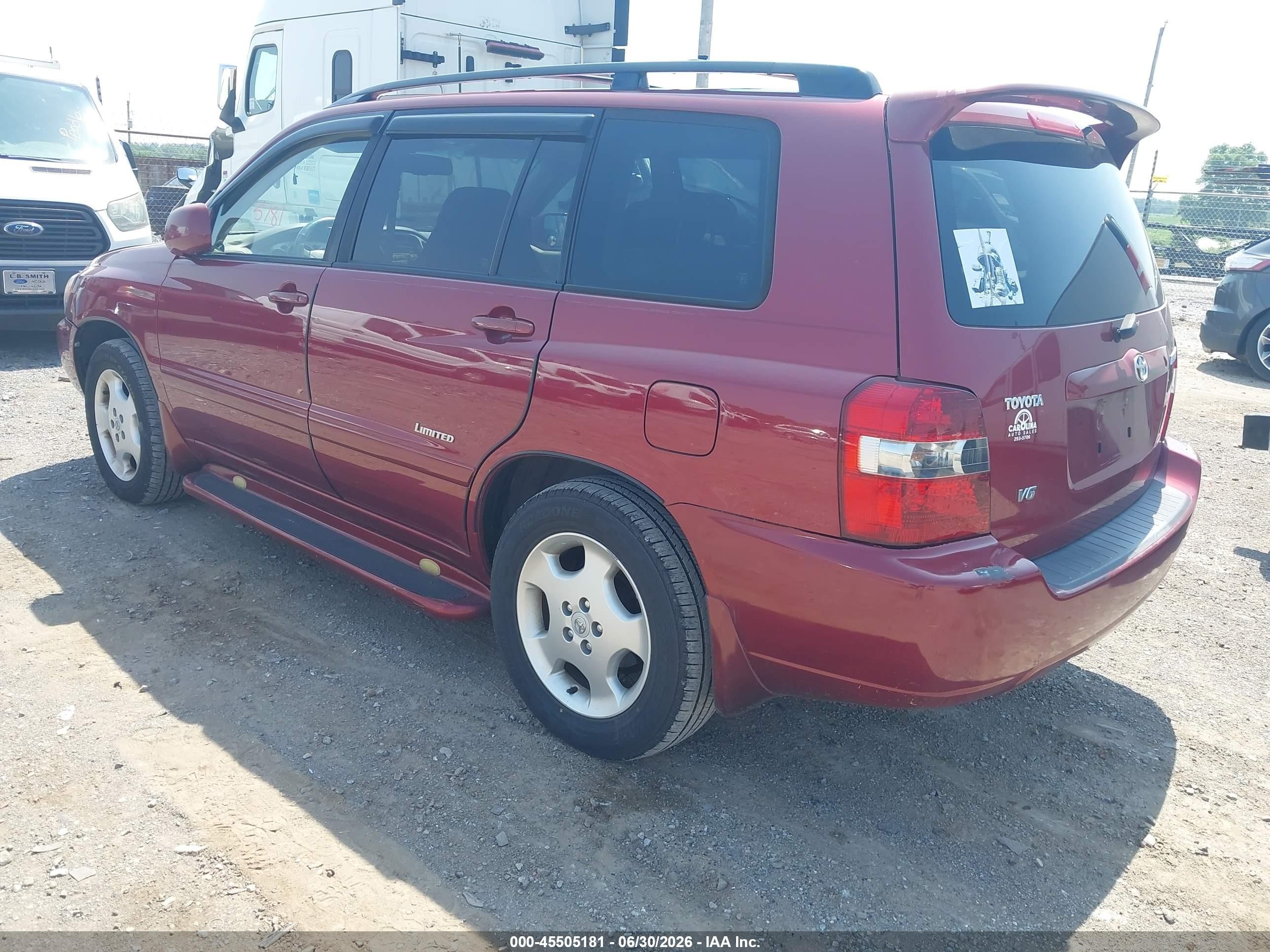 2007 Toyota Highlander Limited W/3rd Row Red vin: JTEDP21AX70137727
