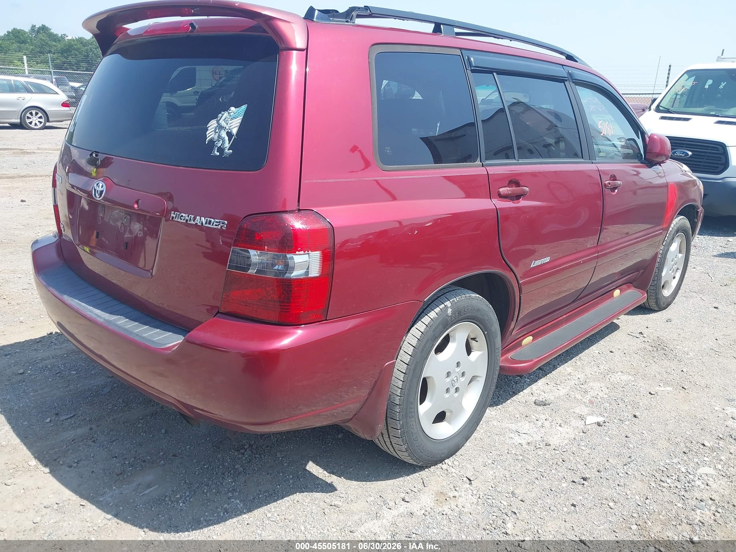 2007 Toyota Highlander Limited W/3rd Row Red vin: JTEDP21AX70137727