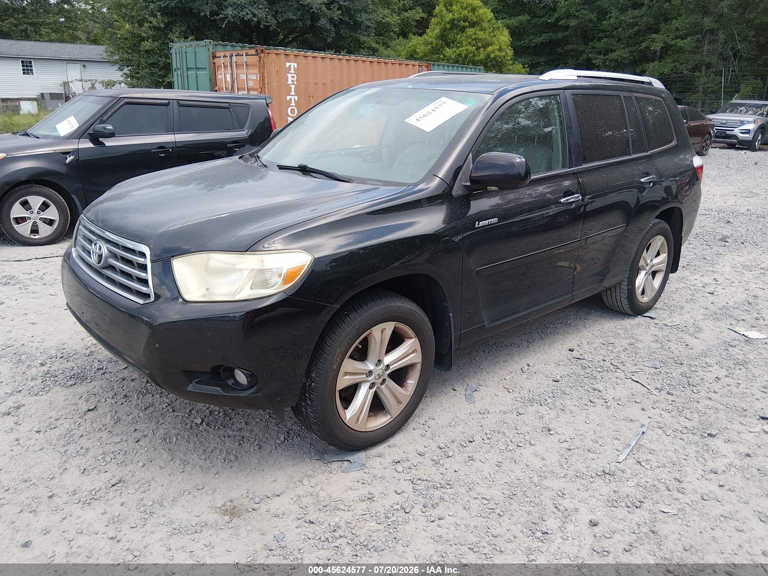 2008 Toyota Highlander Limited Black vin: JTEDS42A082054614