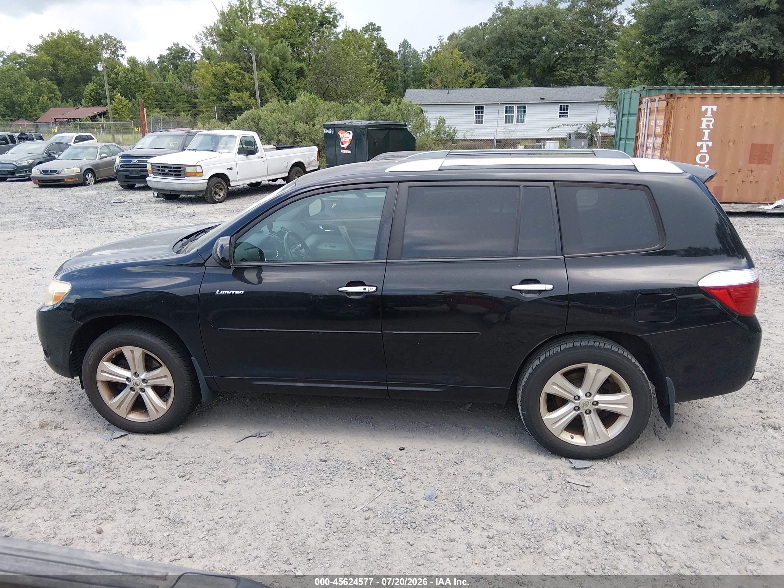 2008 Toyota Highlander Limited Black vin: JTEDS42A082054614