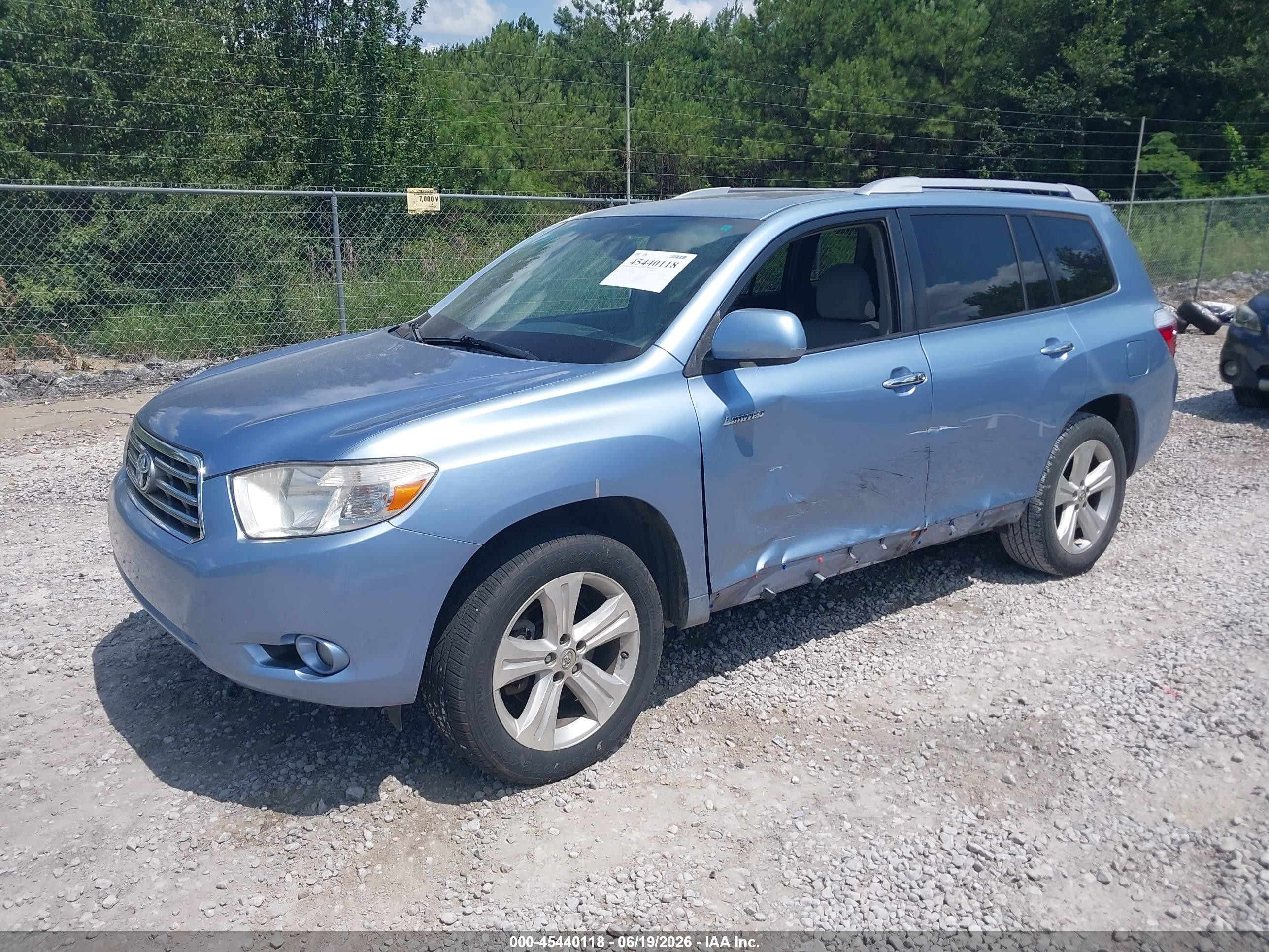 2008 Toyota Highlander Limited Light Blue vin: JTEDS42A282008265