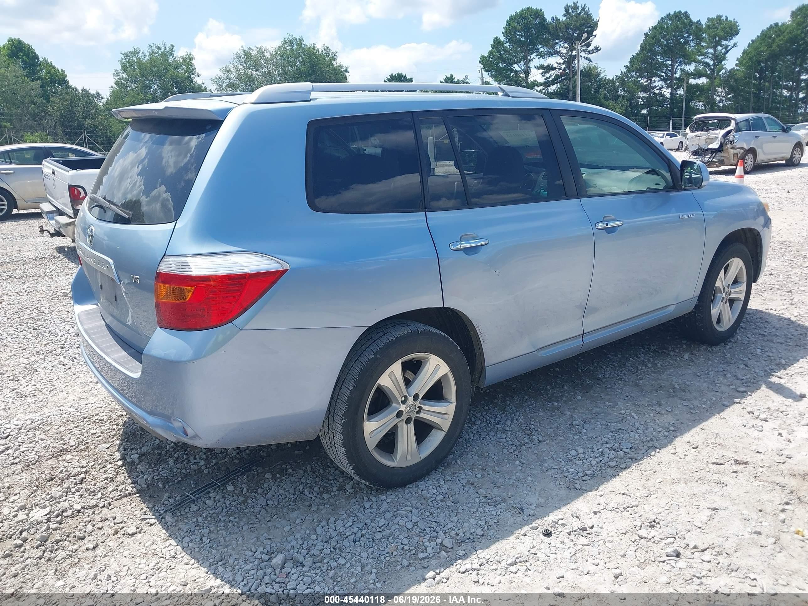 2008 Toyota Highlander Limited Light Blue vin: JTEDS42A282008265