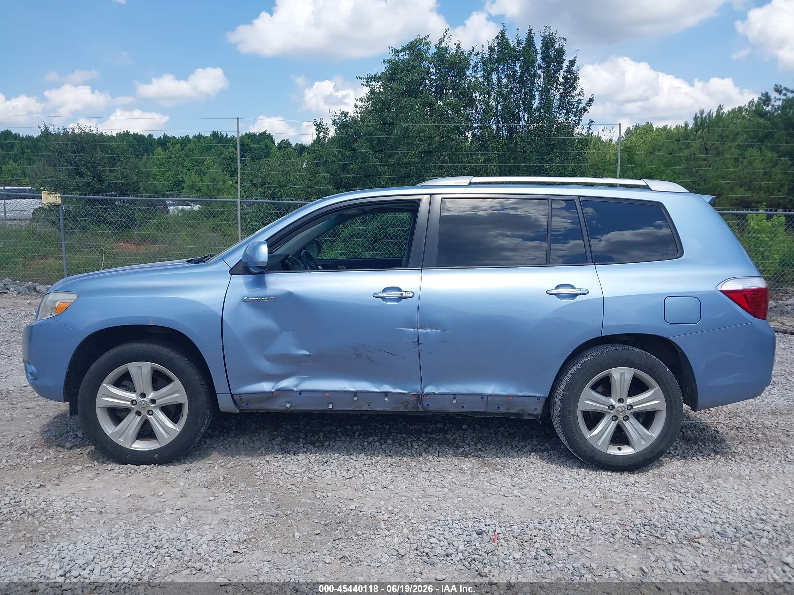 2008 Toyota Highlander Limited Light Blue vin: JTEDS42A282008265