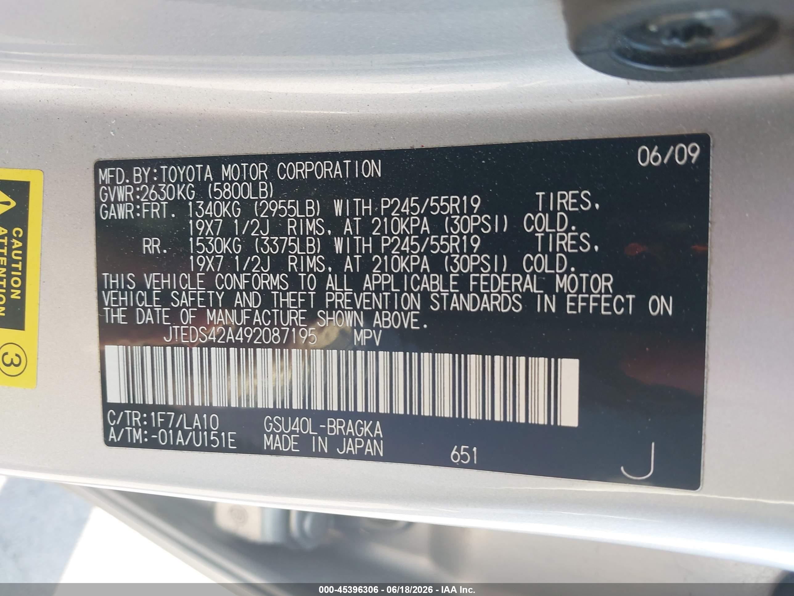 2009 Toyota Highlander Limited Silver vin: JTEDS42A492087195
