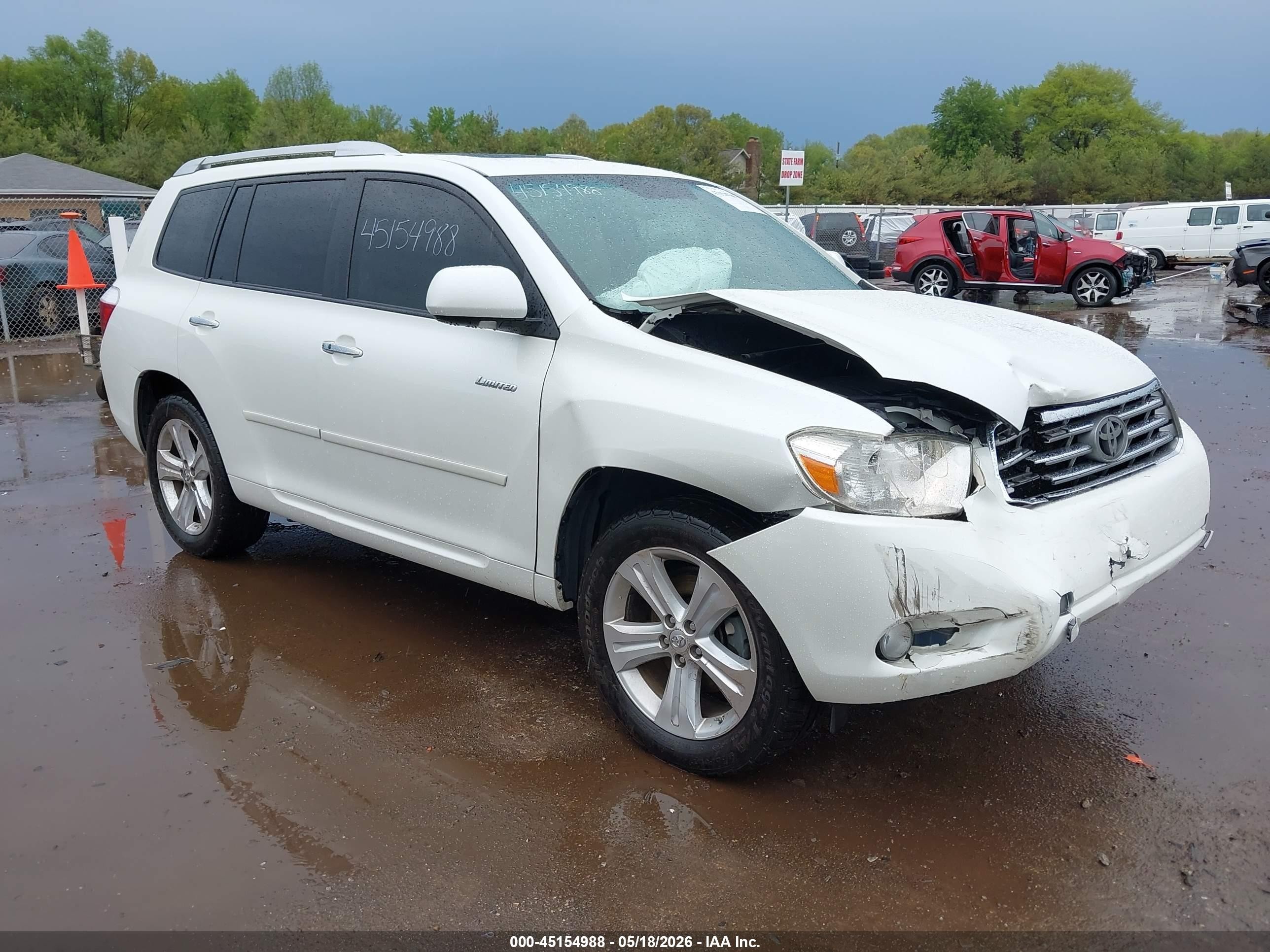 2009 Toyota Highlander Limited White vin: JTEDS42A792073629