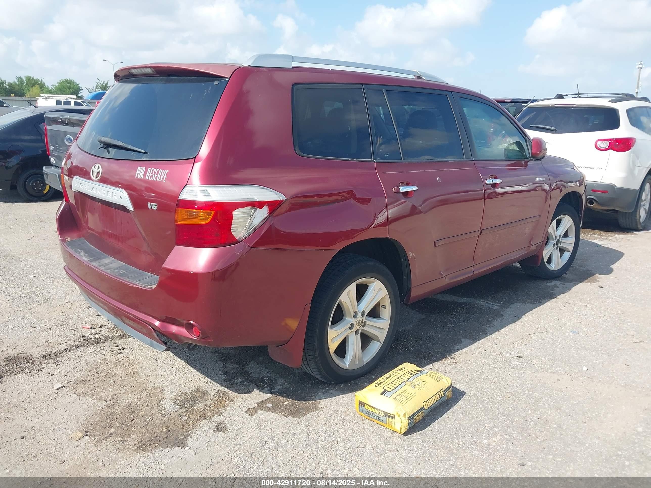 2008 Toyota Highlander Limited Темно-бордовый vin: JTEDS42AX82007283